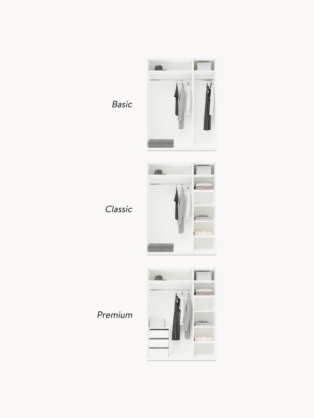 Charlotte Modular Hinged Door Wardrobe, 150 cm Wide, in various sizes