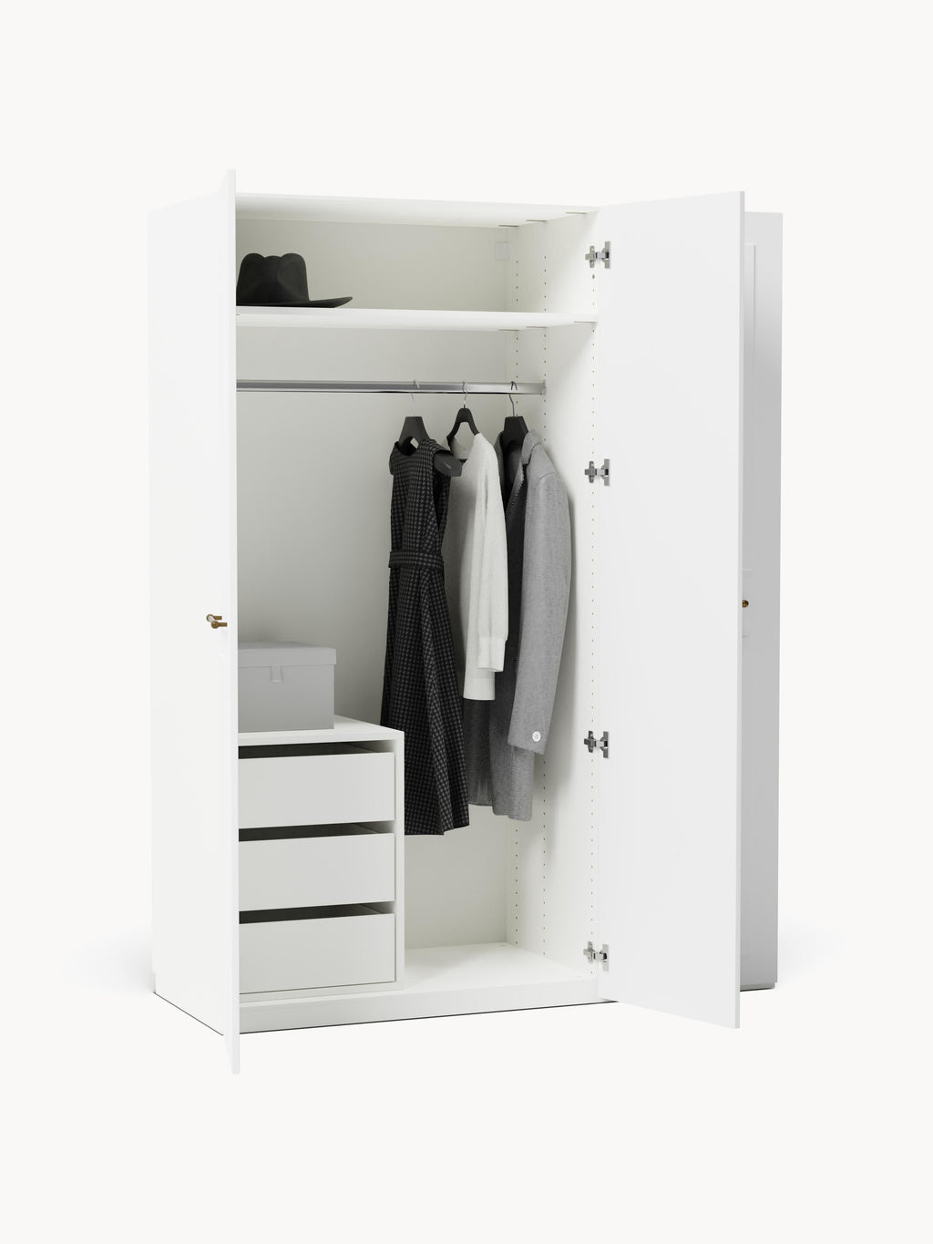 Charlotte Modular Hinged Door Wardrobe, 150 cm Wide, in various sizes