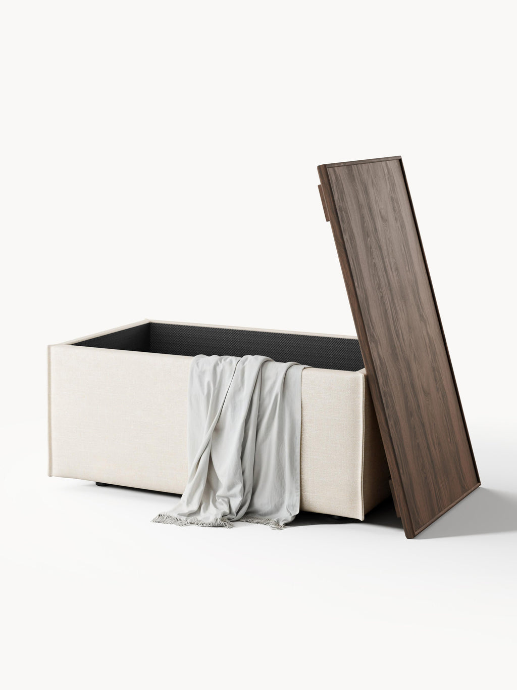 Lennon Linen Blend Ottoman with Storage