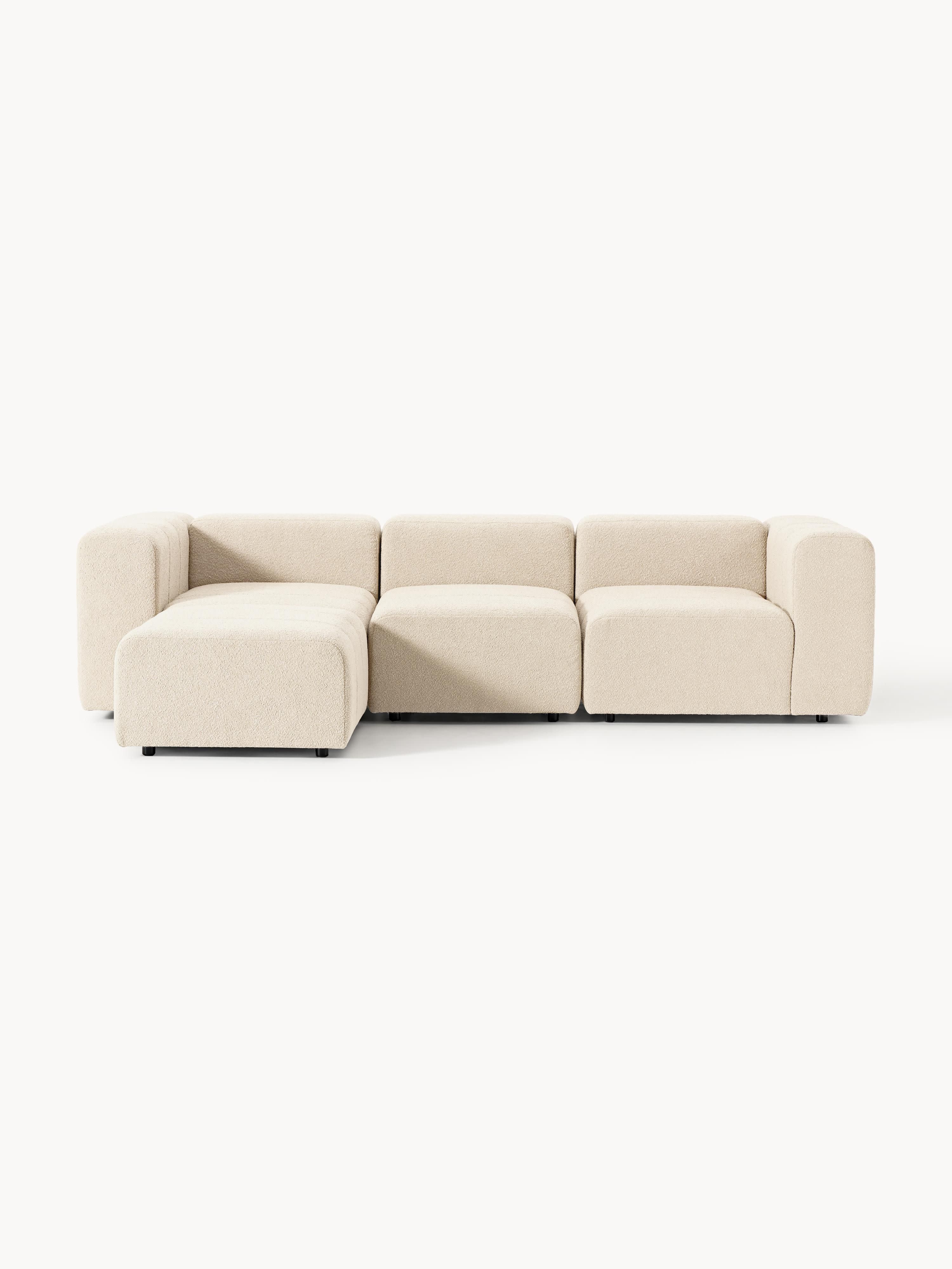 Lena Bouclé Modular Sofa (4-seater) with Ottoman (left/right)