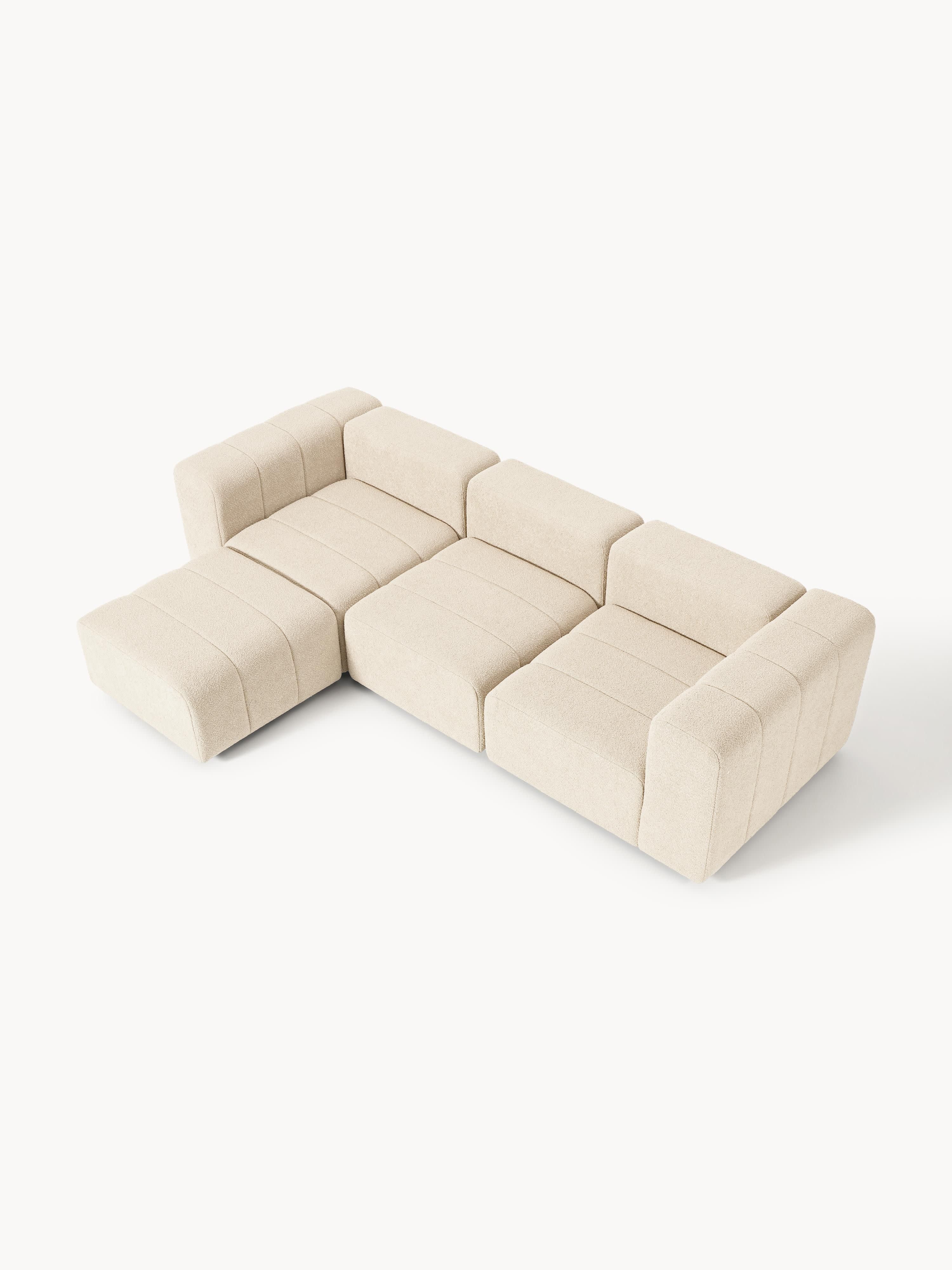 Lena Bouclé Modular Sofa (4-seater) with Ottoman (left/right)