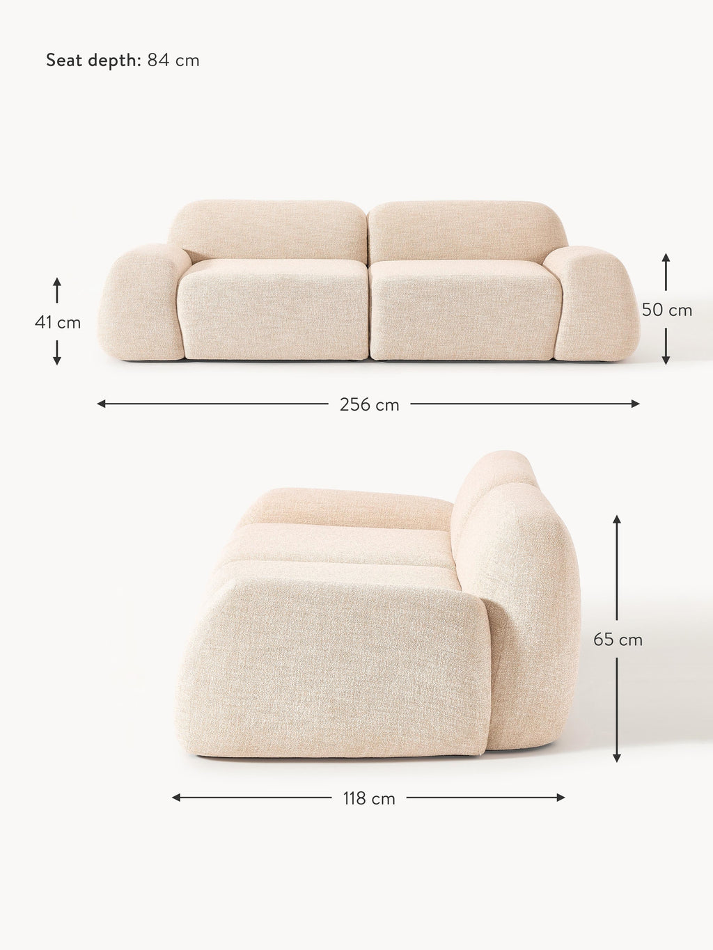 Wolke Modular Bouclé Sofa (3-seater)