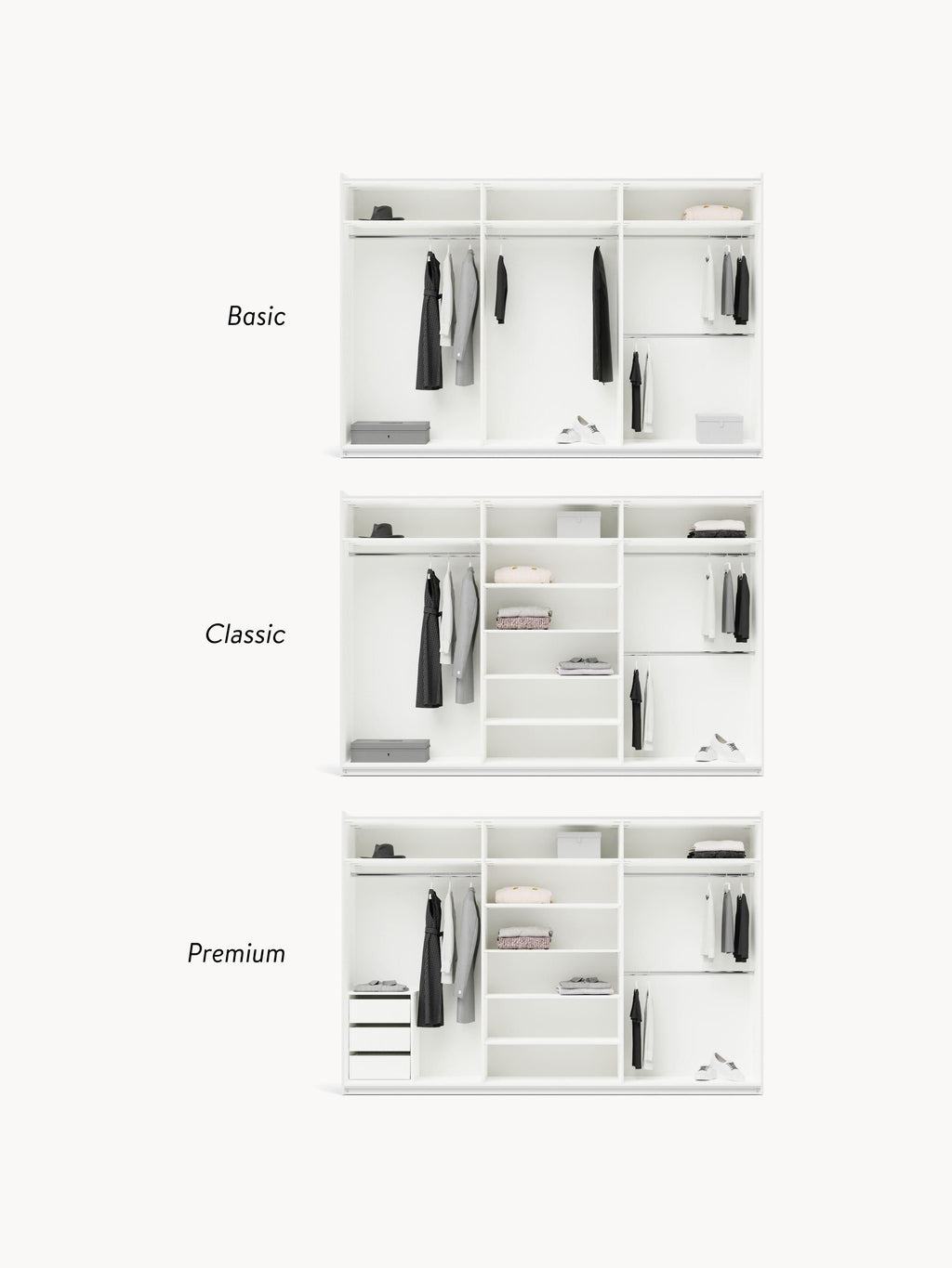 Leon Modular Sliding Door Wardrobe, 300 cm Wide, in various sizes