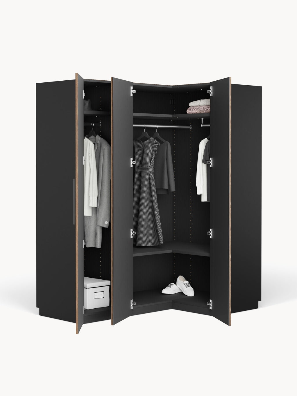 Simone Modular Corner Wardrobe, 165 cm Wide, in various sizes
