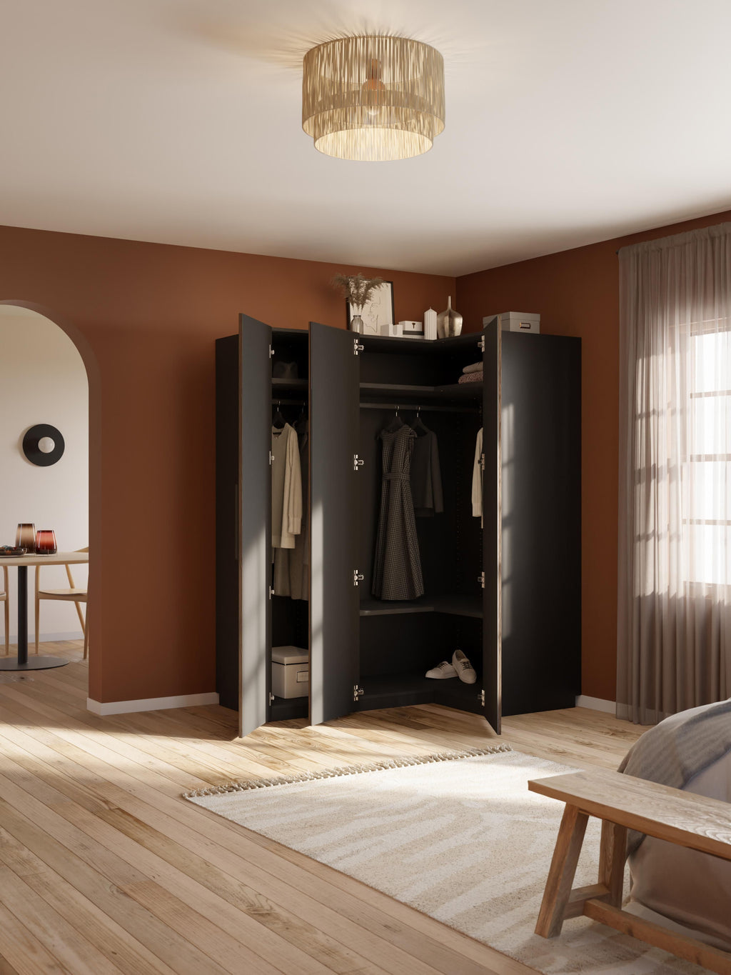 Simone Modular Corner Wardrobe, 165 cm Wide, in various sizes