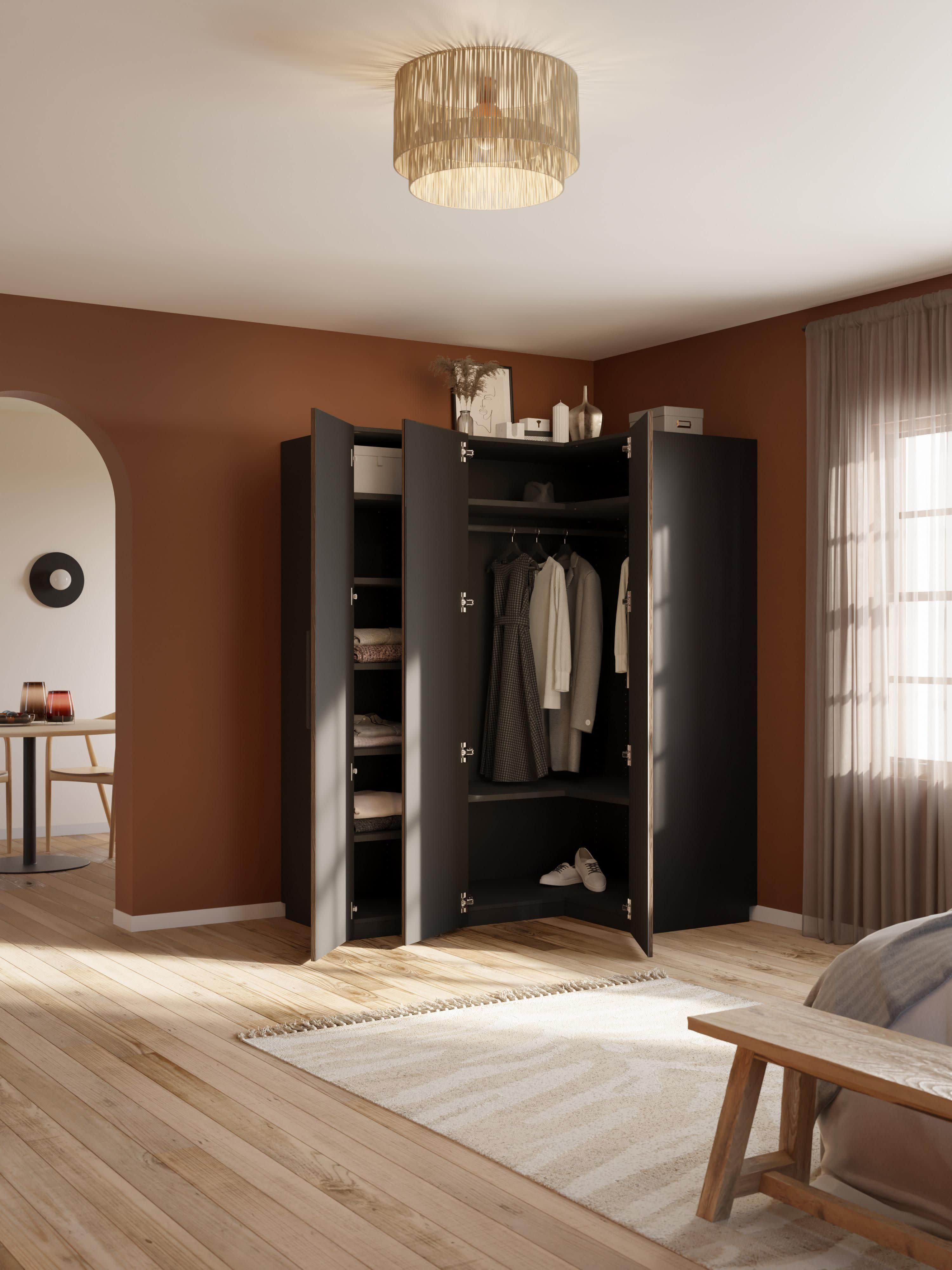 Simone Modular Corner Wardrobe, 165 cm Wide, in various sizes