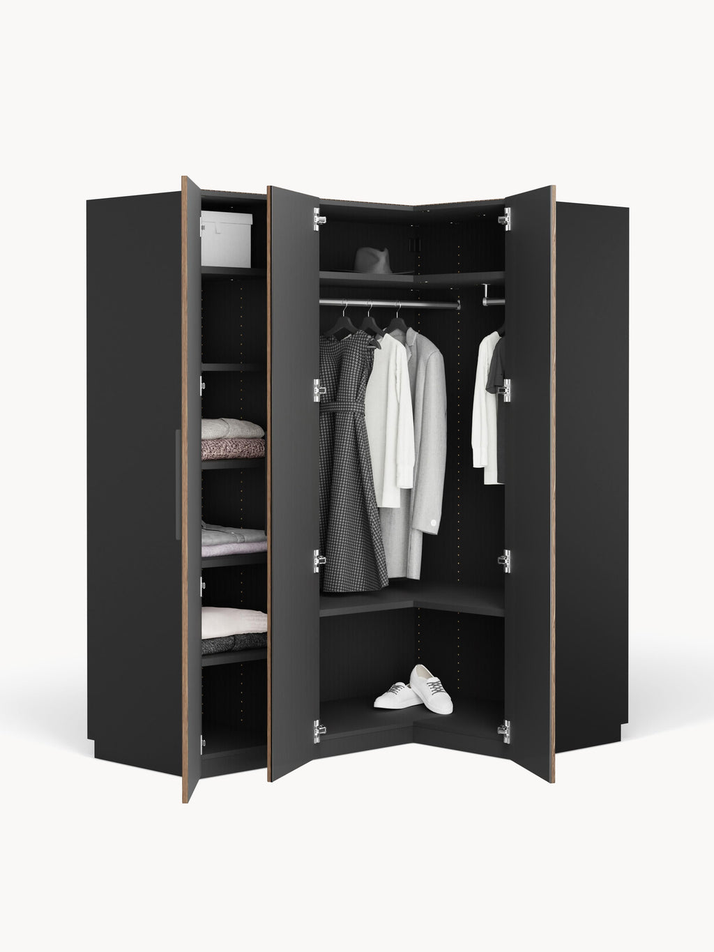Simone Modular Corner Wardrobe, 165 cm Wide, in various sizes