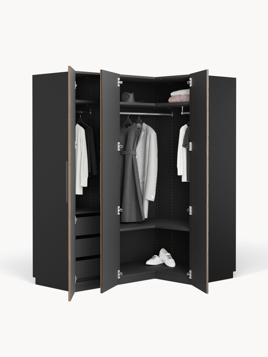 Simone Modular Corner Wardrobe, 165 cm Wide, in various sizes