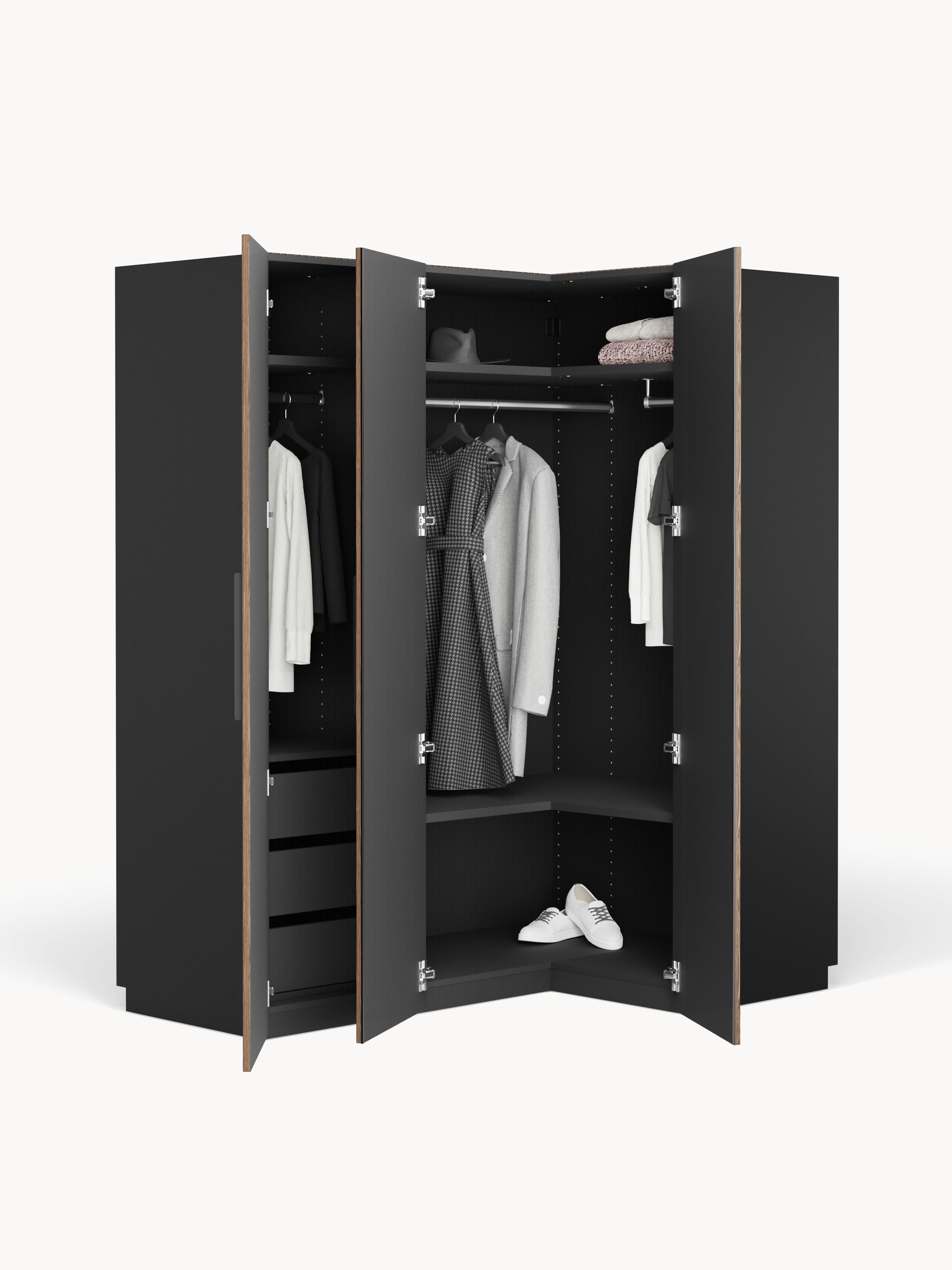 Simone Modular Corner Wardrobe, 165 cm Wide, in various sizes