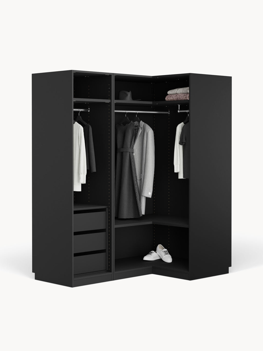 Simone Modular Corner Wardrobe, 165 cm Wide, in various sizes