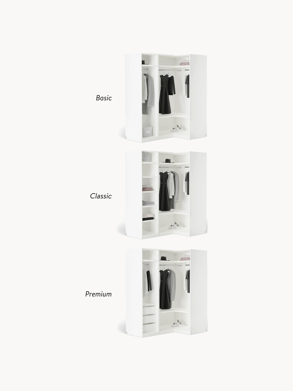 Leon Modular Corner Wardrobe, 115 cm Wide, in various sizes