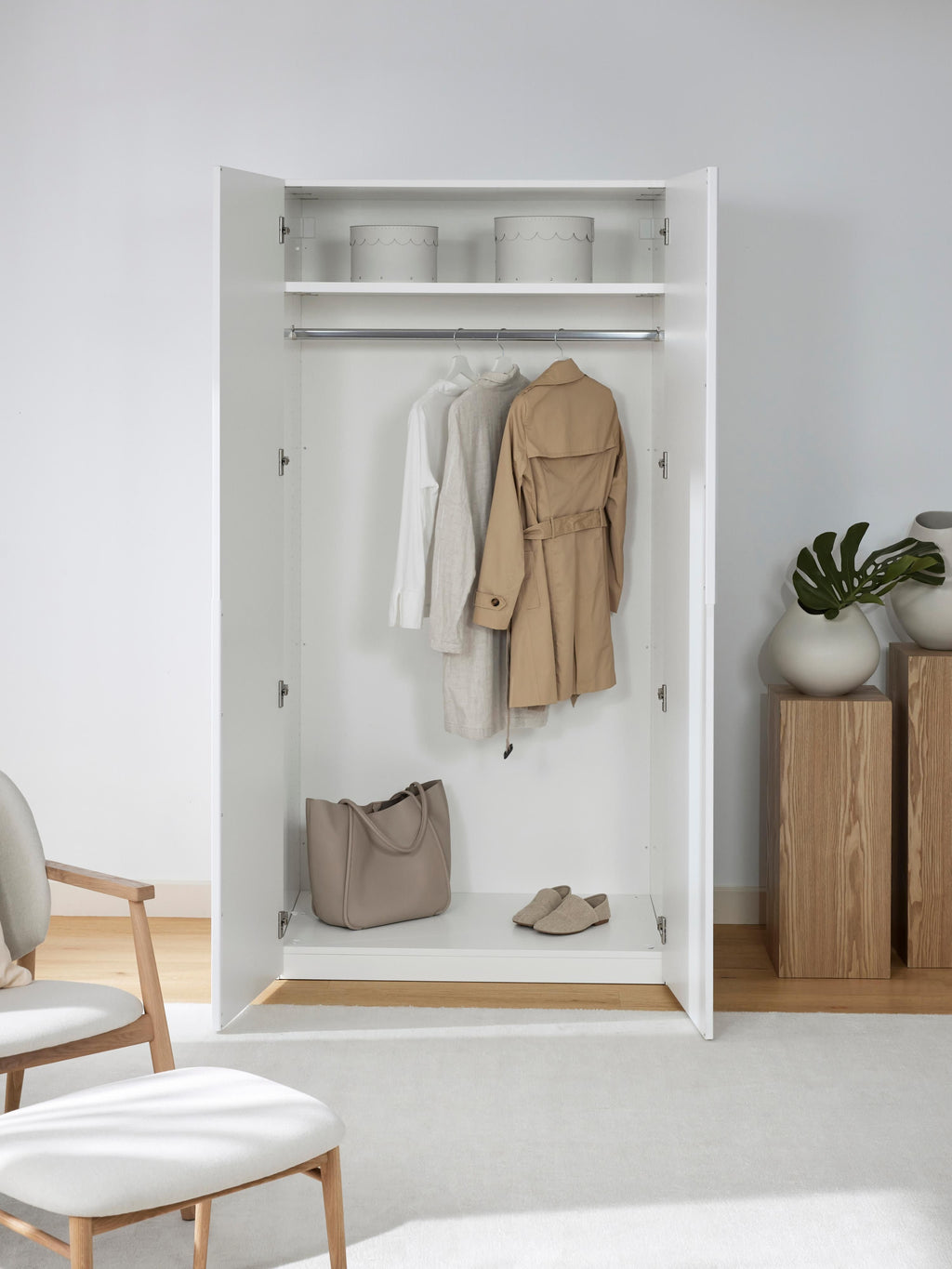 Leon Modular Hinged Door Wardrobe, 100 cm Wide, in various sizes