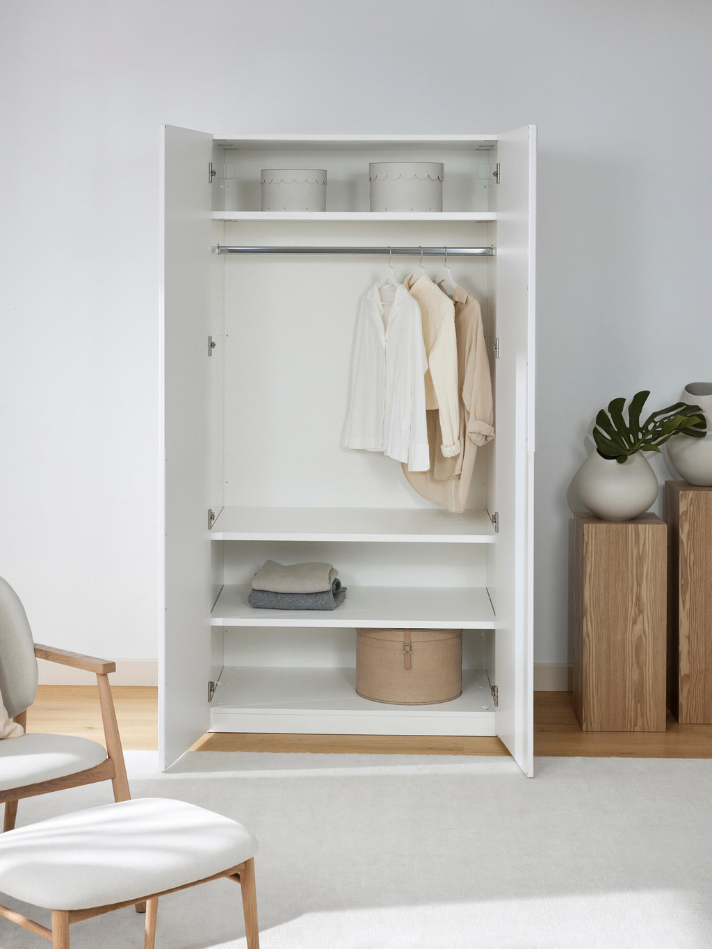 Leon Modular Hinged Door Wardrobe, 100 cm Wide, in various sizes