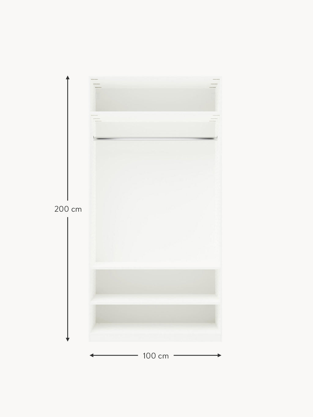 Leon Modular Hinged Door Wardrobe, 100 cm Wide, in various sizes