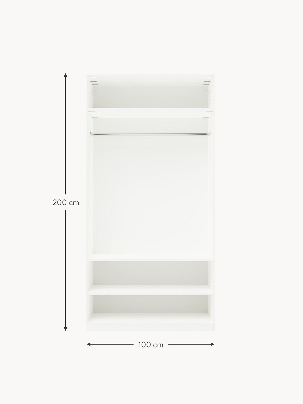 Leon Modular Hinged Door Wardrobe, 100 cm Wide, in various sizes
