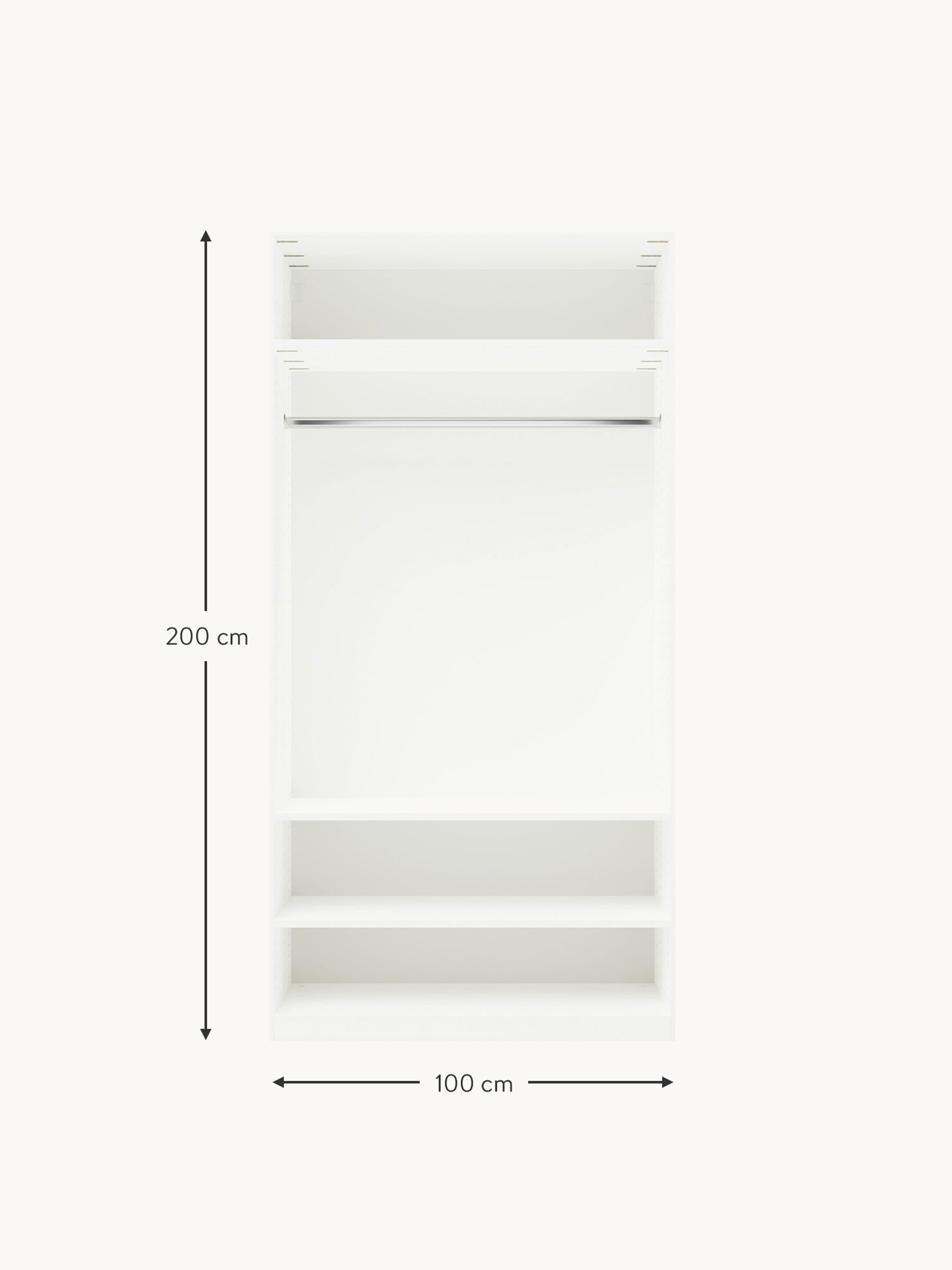 Leon Modular Hinged Door Wardrobe, 100 cm Wide, in various sizes