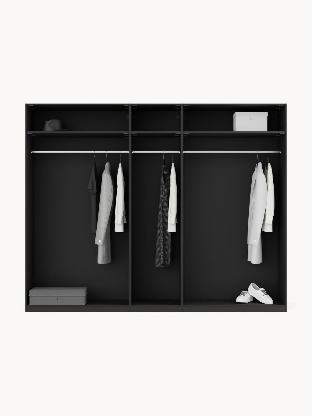 Leon Modular Hinged Door Wardrobe, 250 cm Wide, in various sizes