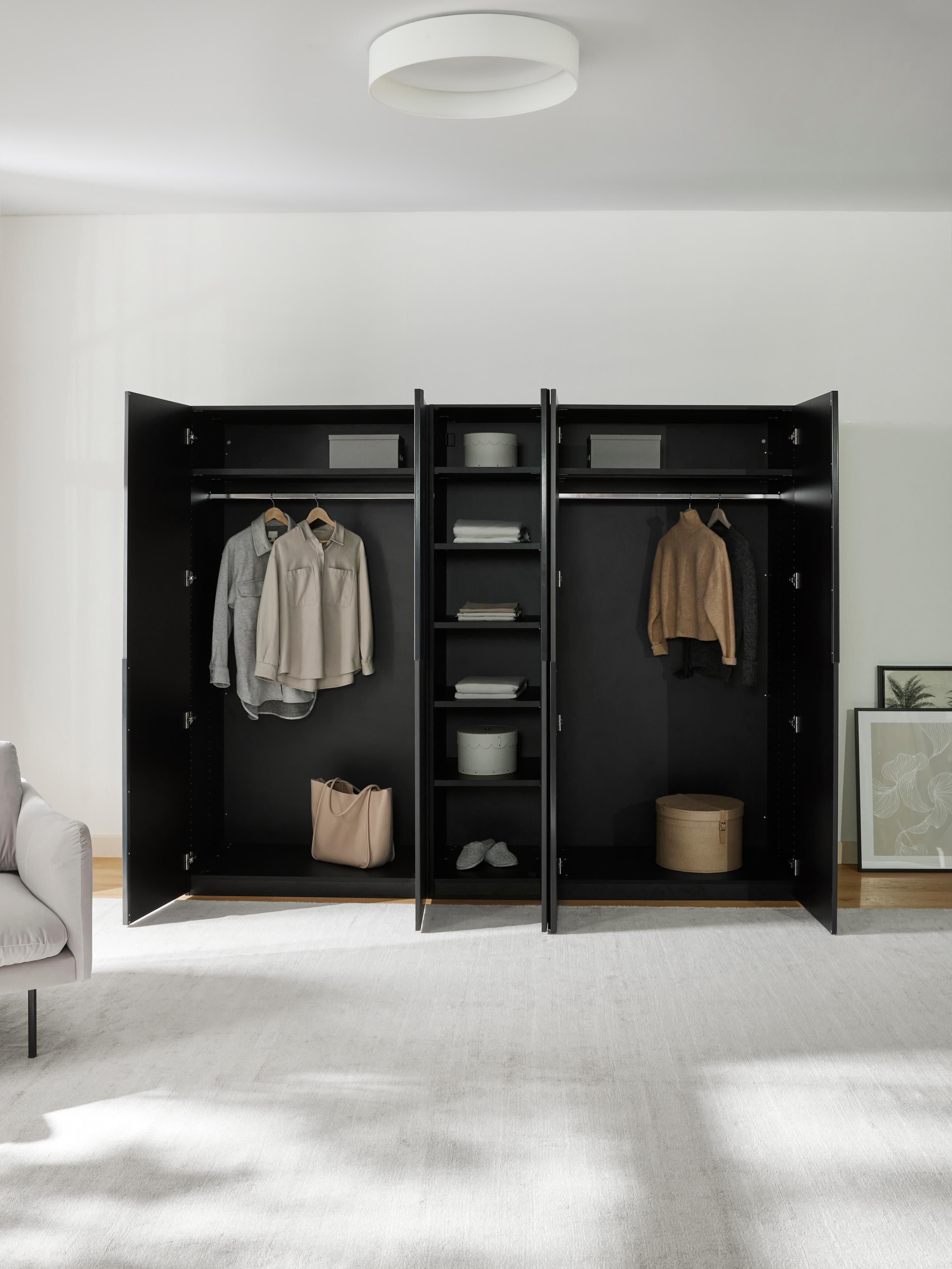 Leon Modular Hinged Door Wardrobe, 250 cm Wide, in various sizes
