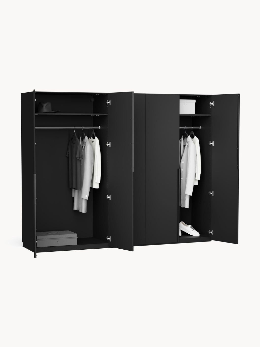 Leon Modular Hinged Door Wardrobe, 250 cm Wide, in various sizes