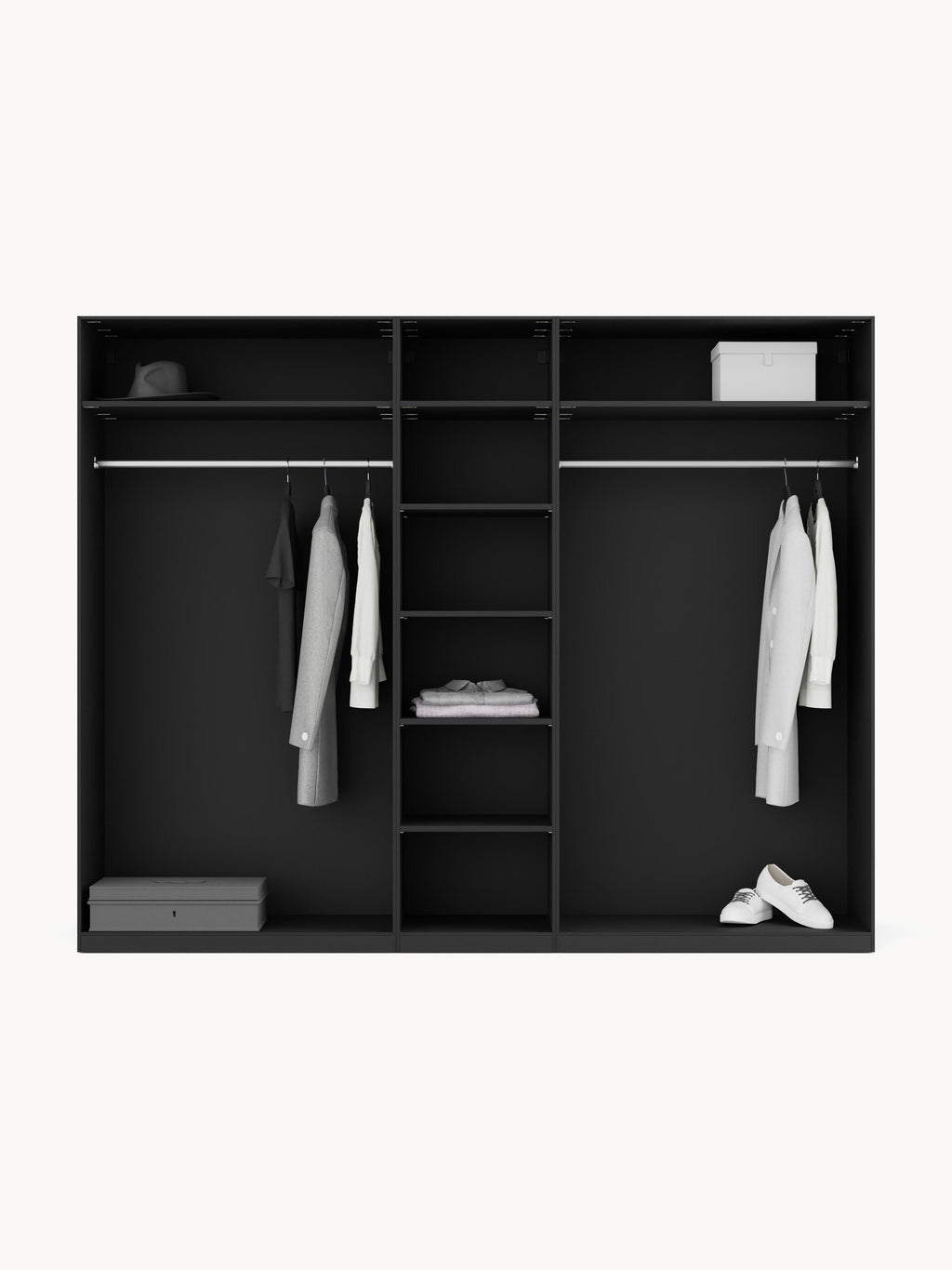 Leon Modular Hinged Door Wardrobe, 250 cm Wide, in various sizes