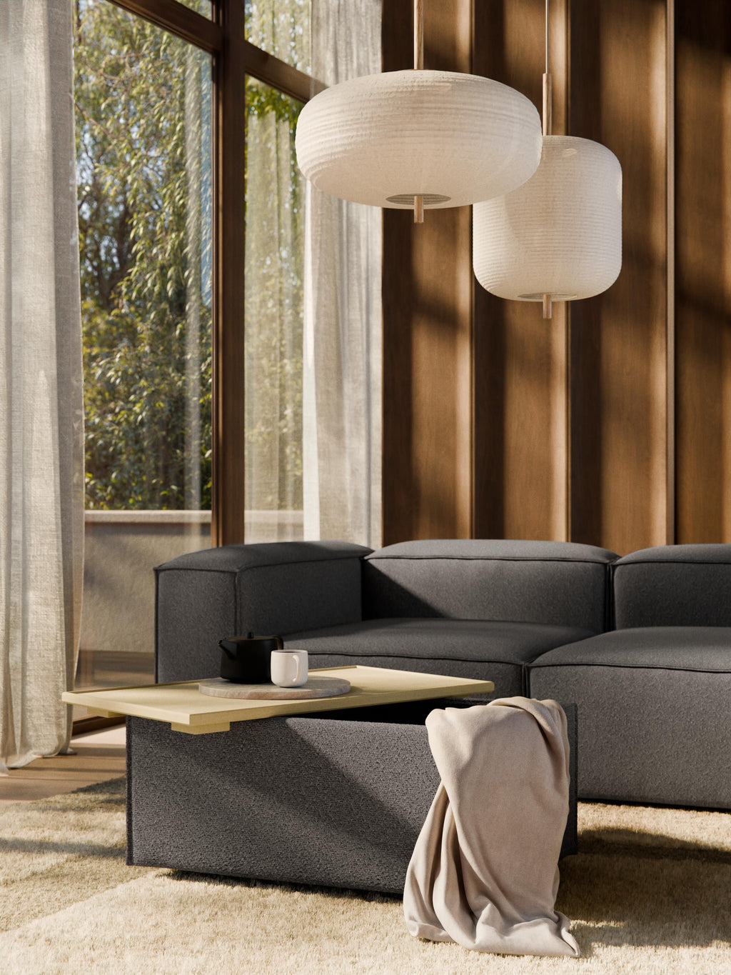 Lennon Bouclé Ottoman with Storage