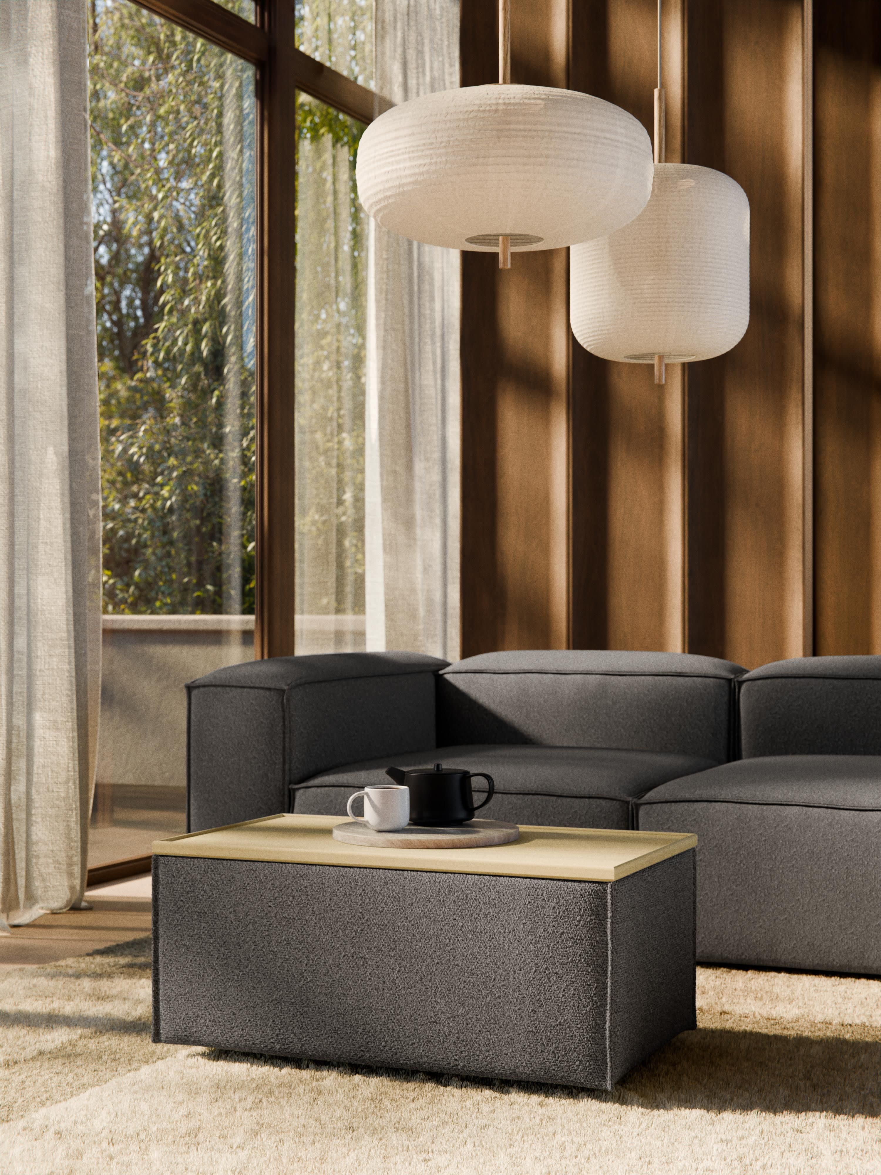 Lennon Bouclé Ottoman with Storage