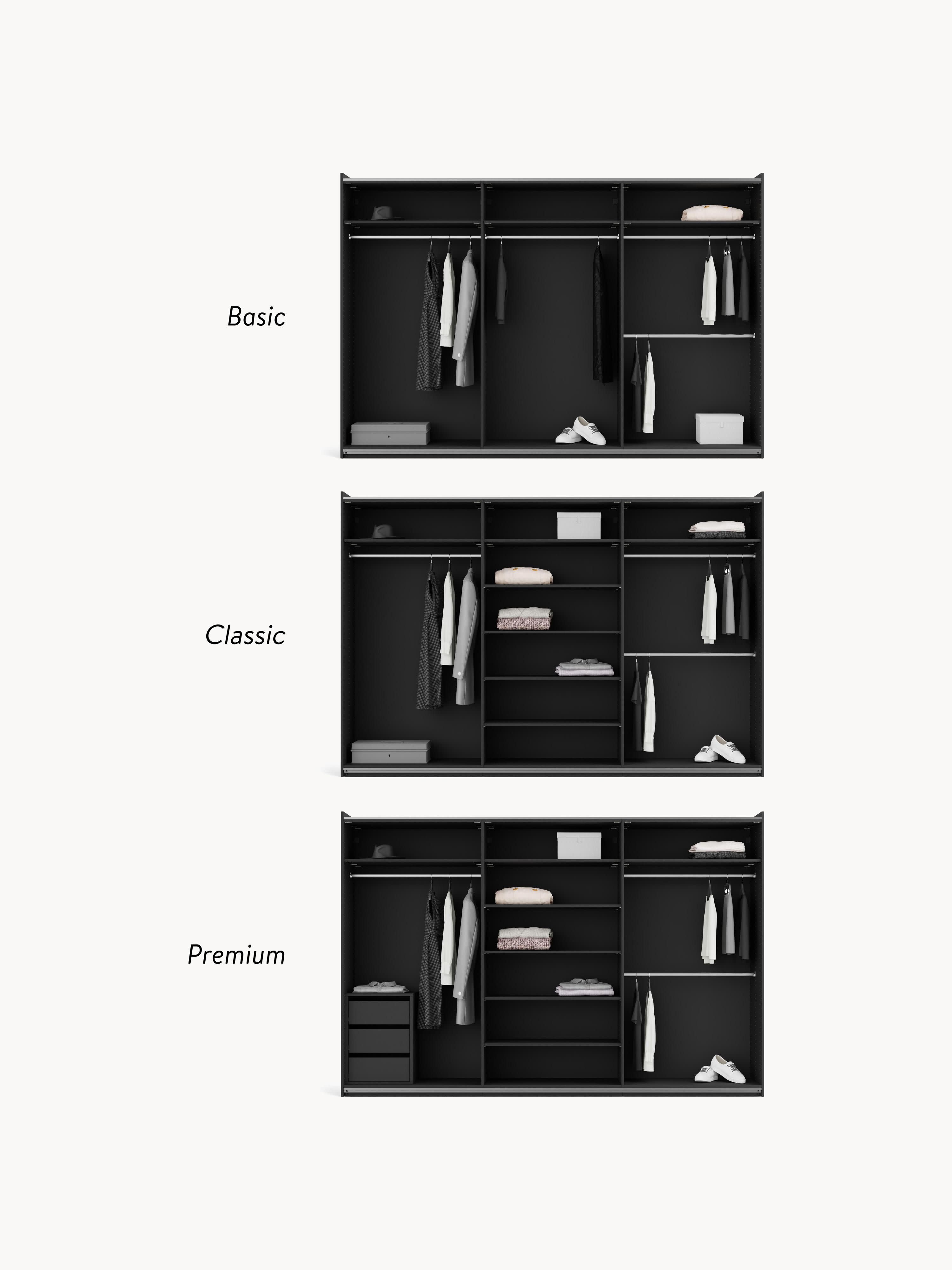 Simone Modular Sliding Door Wardrobe, 300 cm Wide, in various sizes