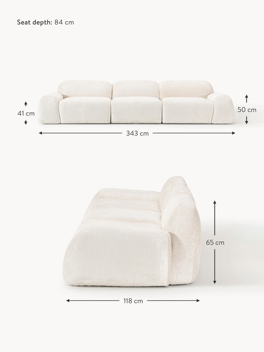 Wolke Modular Teddy Bouclé Sofa (4-seater)