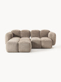 Gallery image 1 - Modular Teddy-Bouclé Sofa Tayla (3-seater) with Ottoman (left/right)