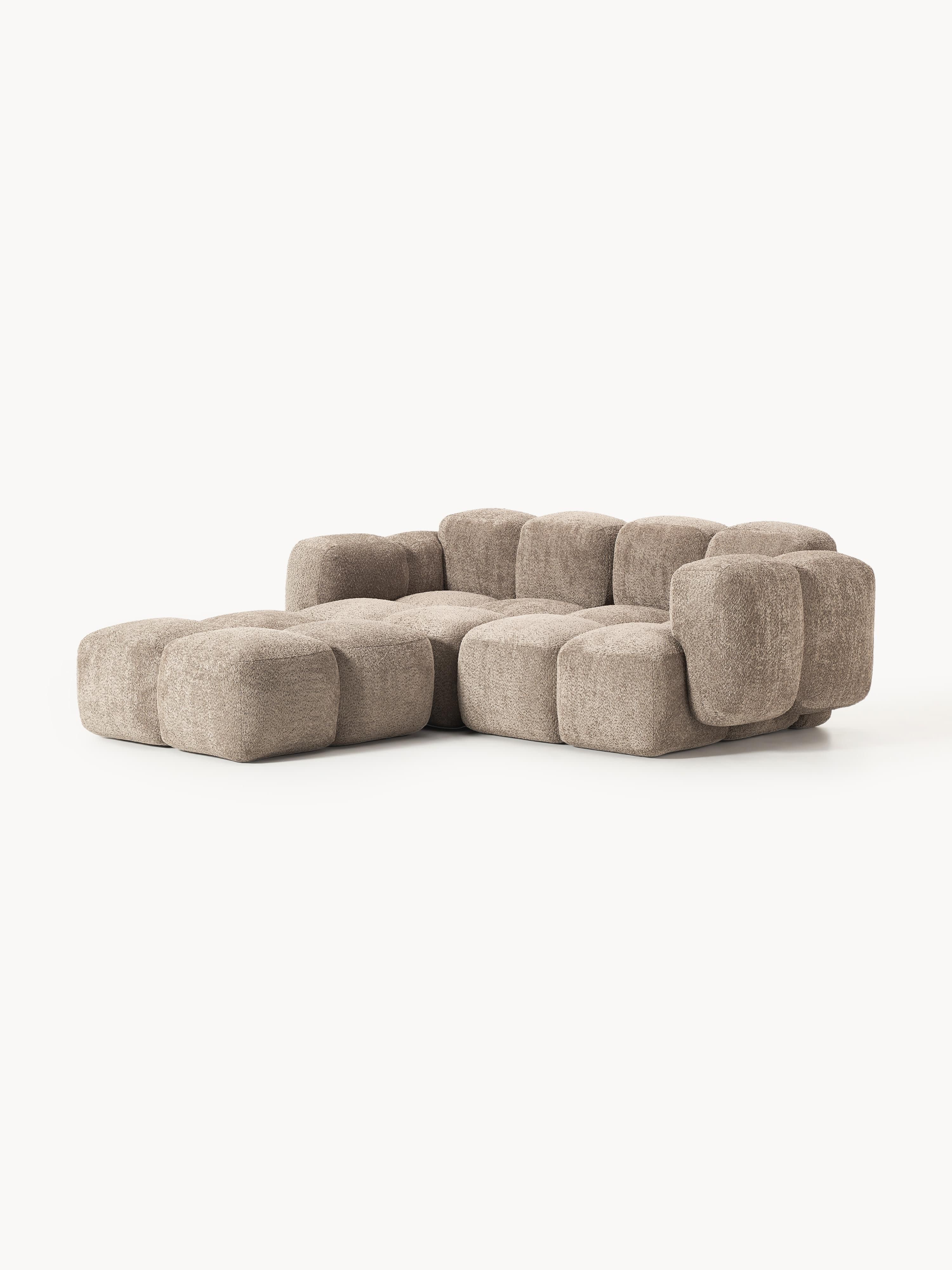 Tayla Modular Teddy-Bouclé Sofa (3-seater) with Ottoman (left/right)