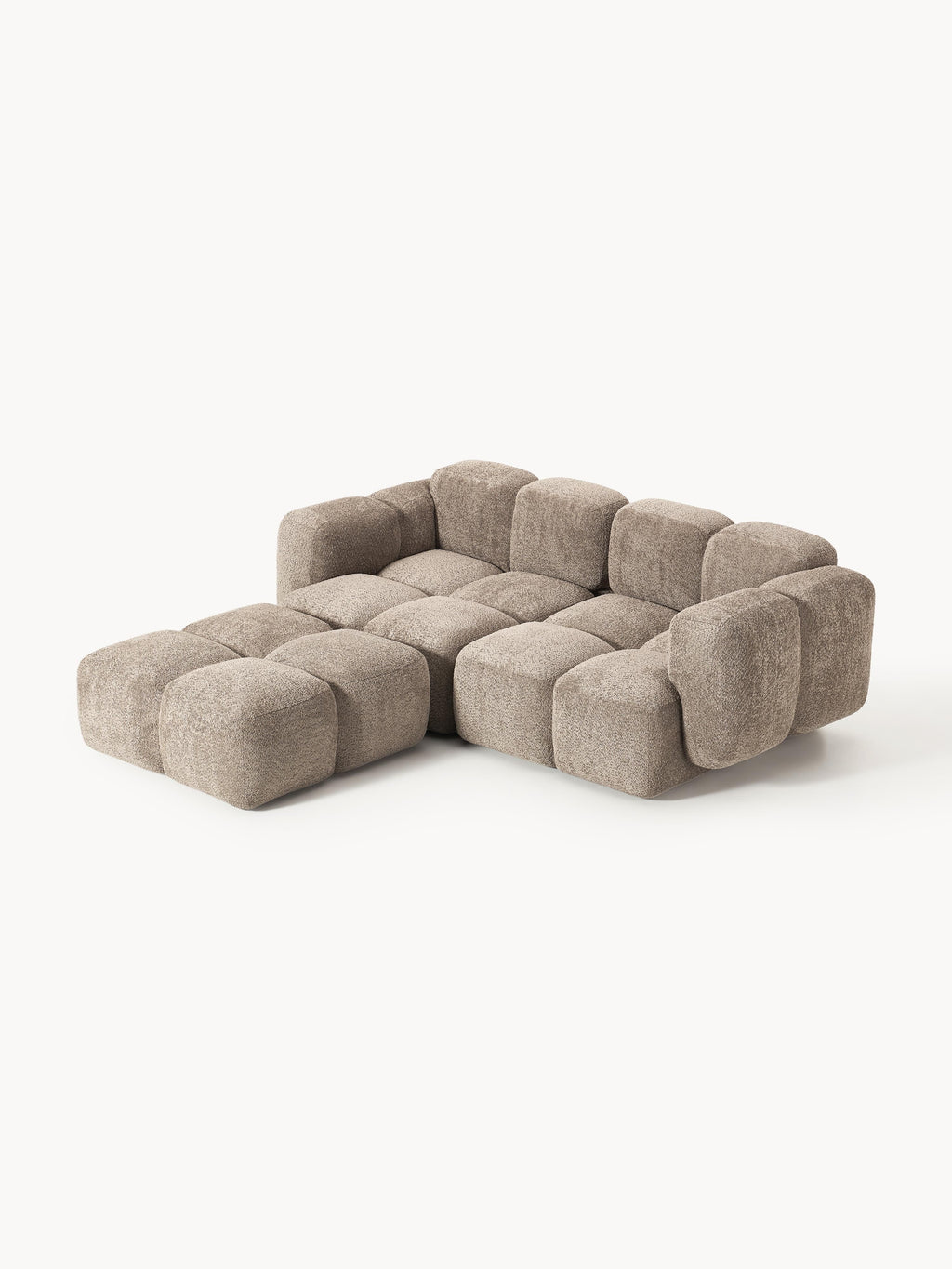 Tayla Modular Teddy-Bouclé Sofa (3-seater) with Ottoman (left/right)