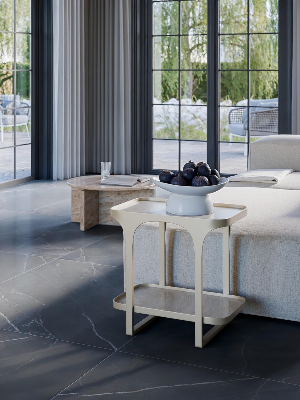 Bella Travertine Effect Side Table