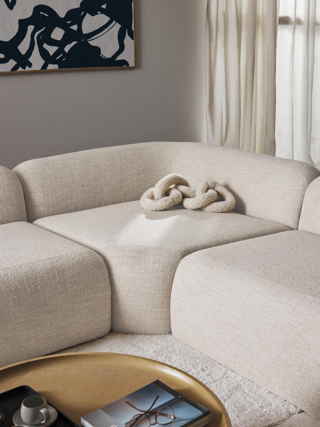 Wolke Round Bouclé Corner Module