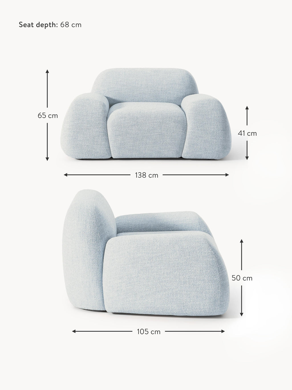 Wolke Bouclé Lounge Chair