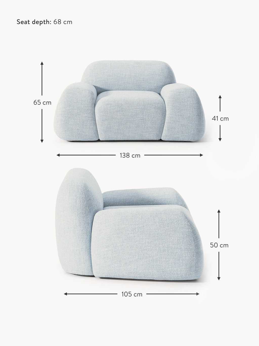 Wolke Bouclé Lounge Chair