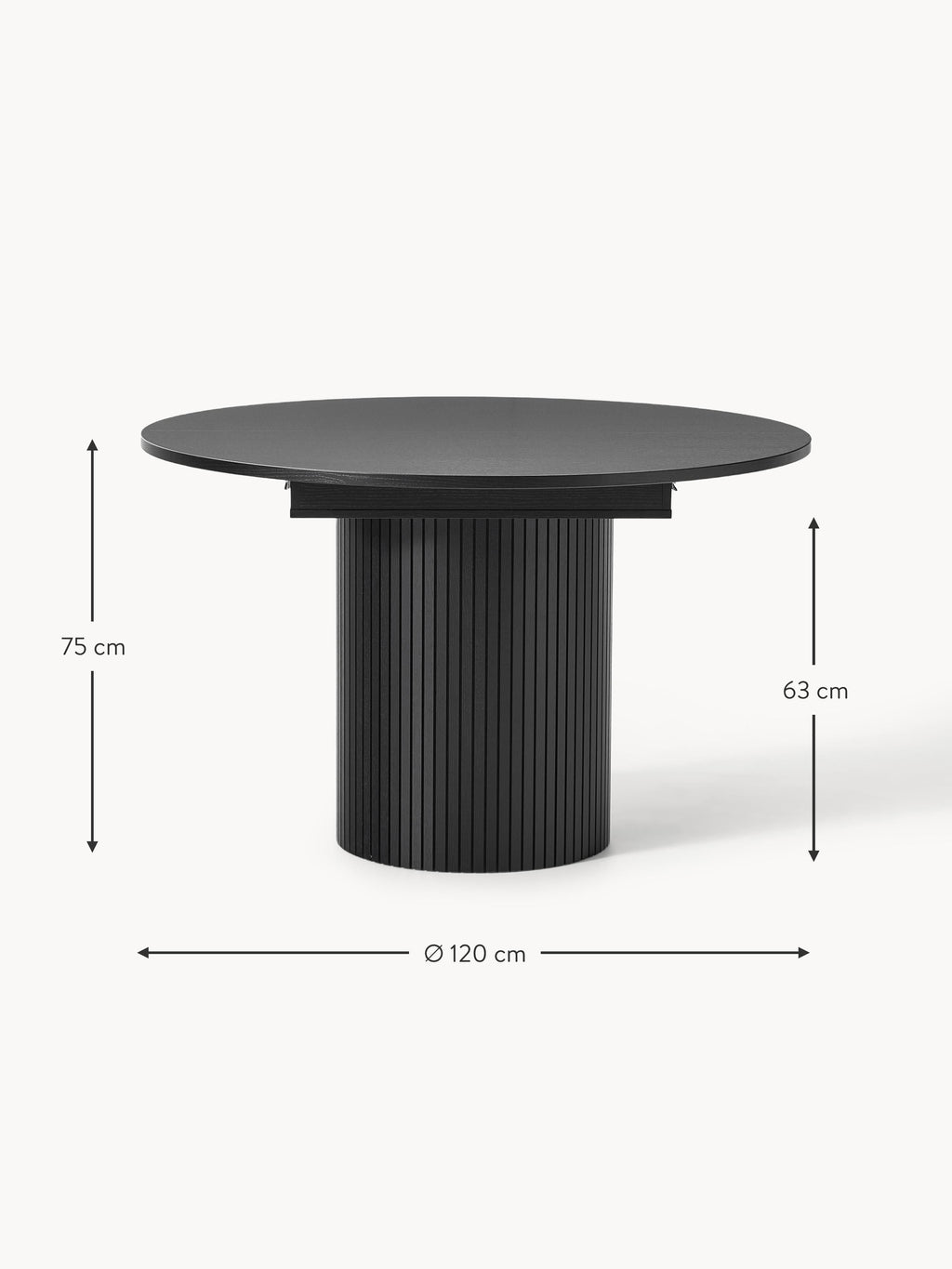 Filo Extendable Dining Table with Groove Structure, 120 - 160 x 75 cm