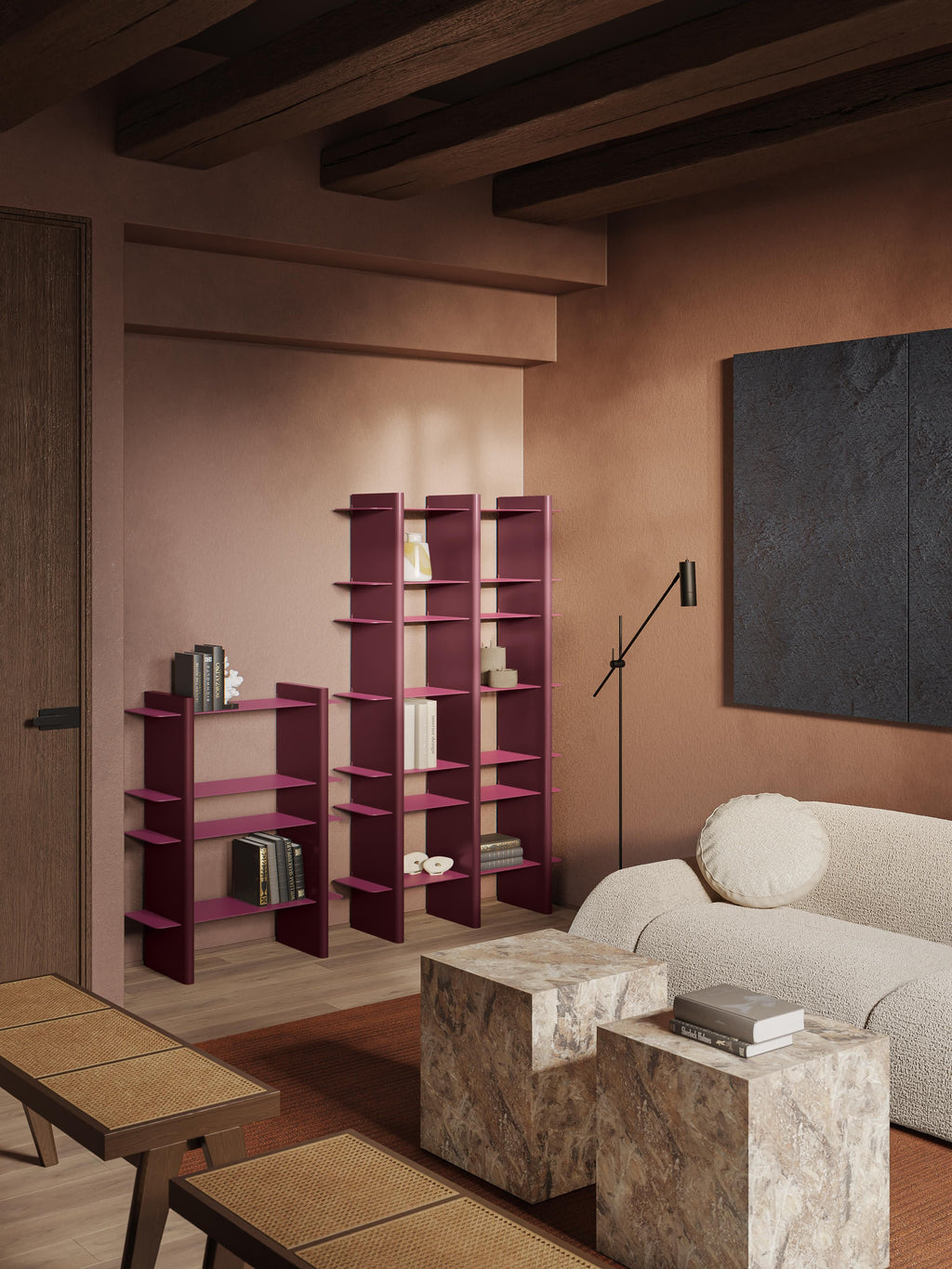 Rami Tall Shelving Unit with Metal Elements
