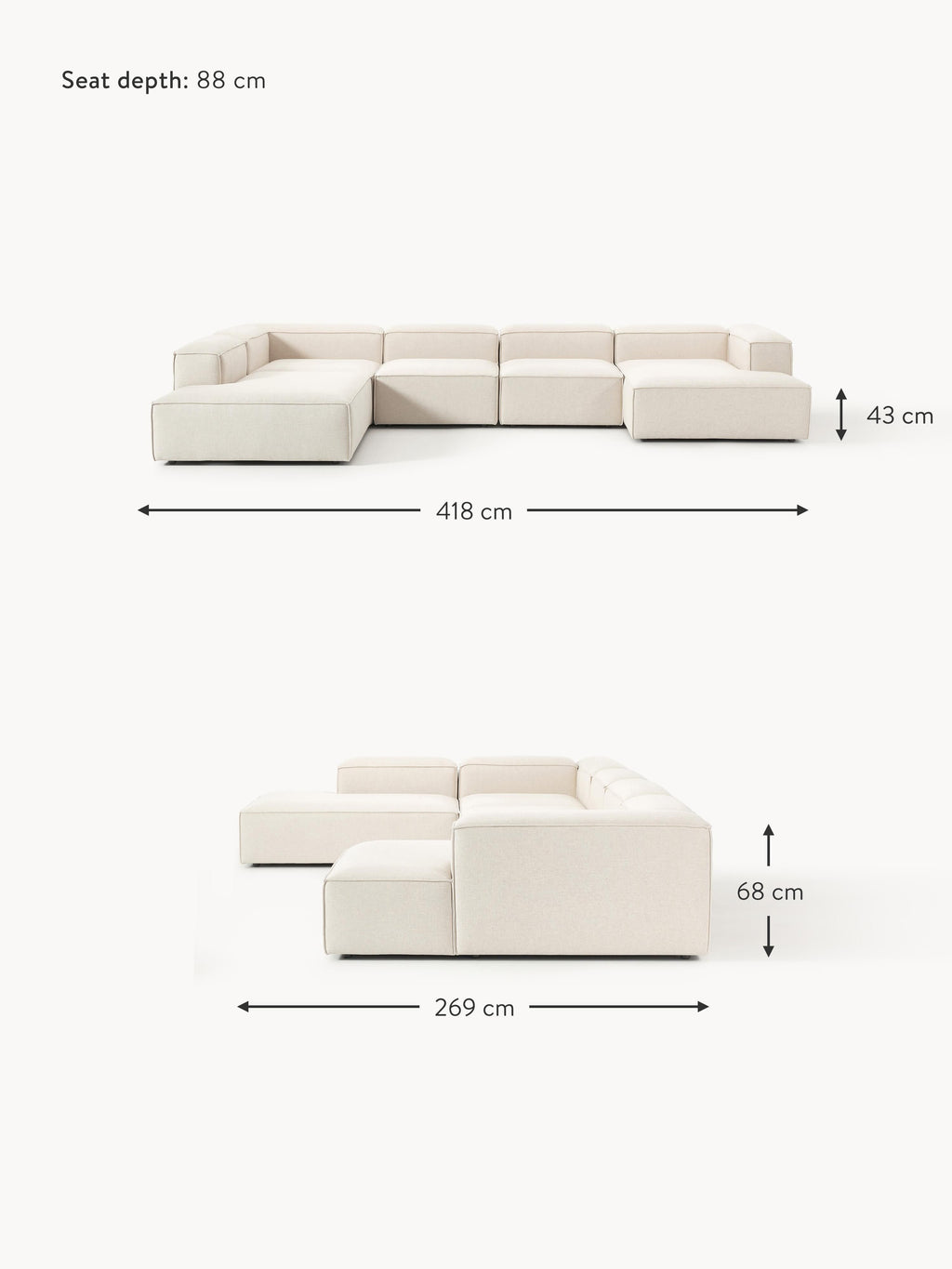 Lennon XL Linen Blend Modular Sofa