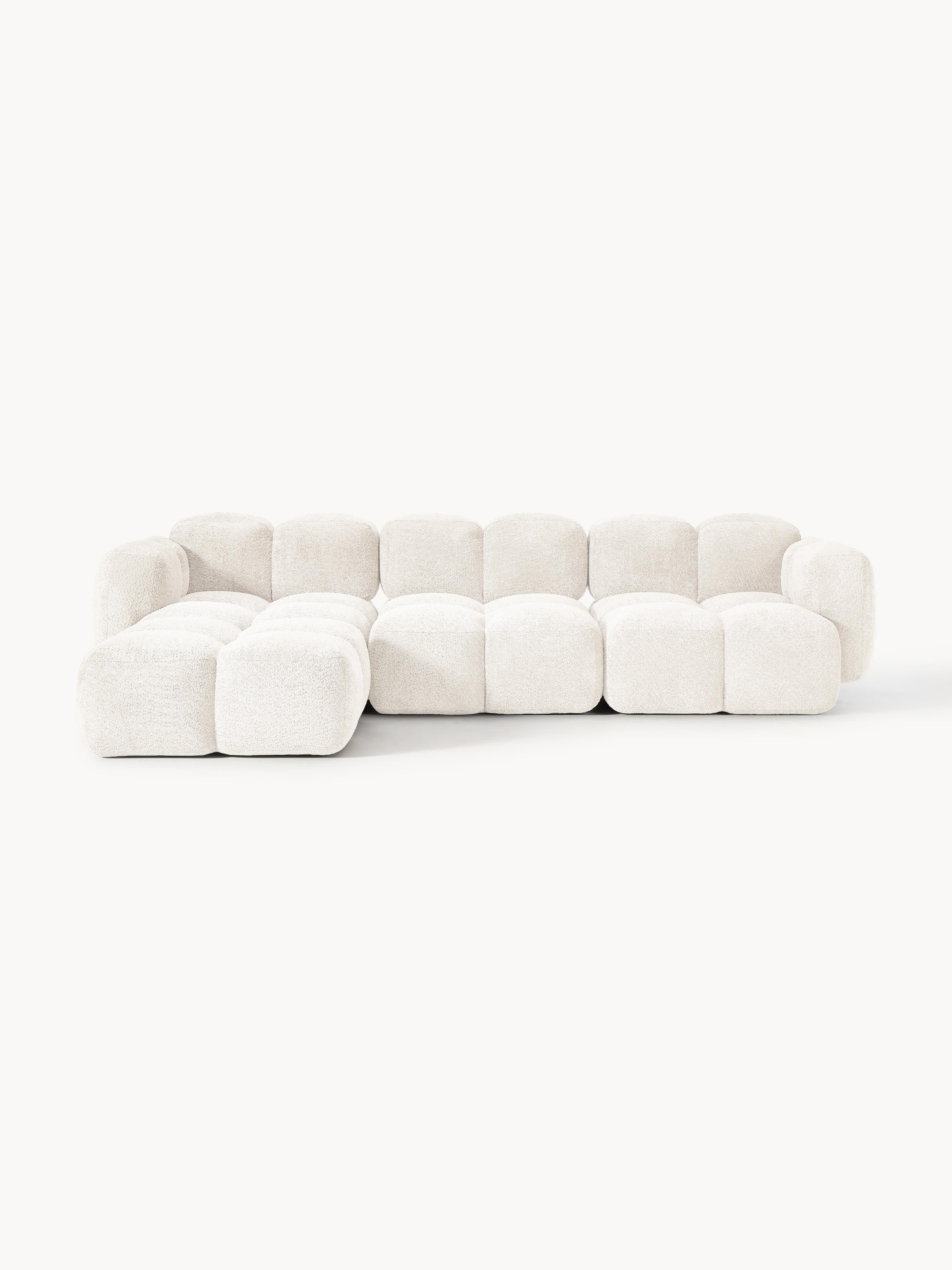 Gallery image 1 - Modular Teddy-Bouclé Sofa Tayla (4-seater) with Ottoman (left/right)