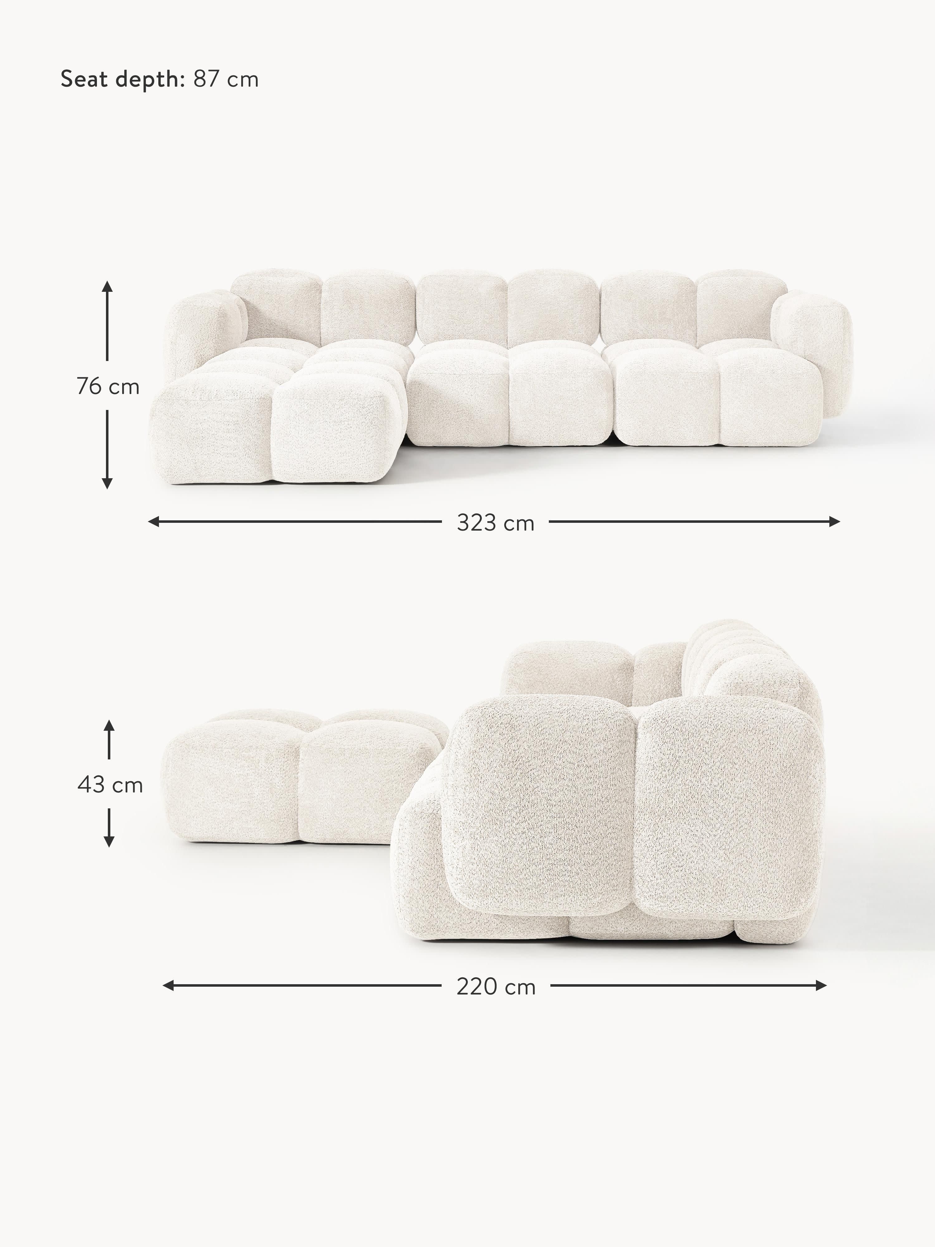 Tayla Modular Teddy-Bouclé Sofa (4-seater) with Ottoman (left/right)