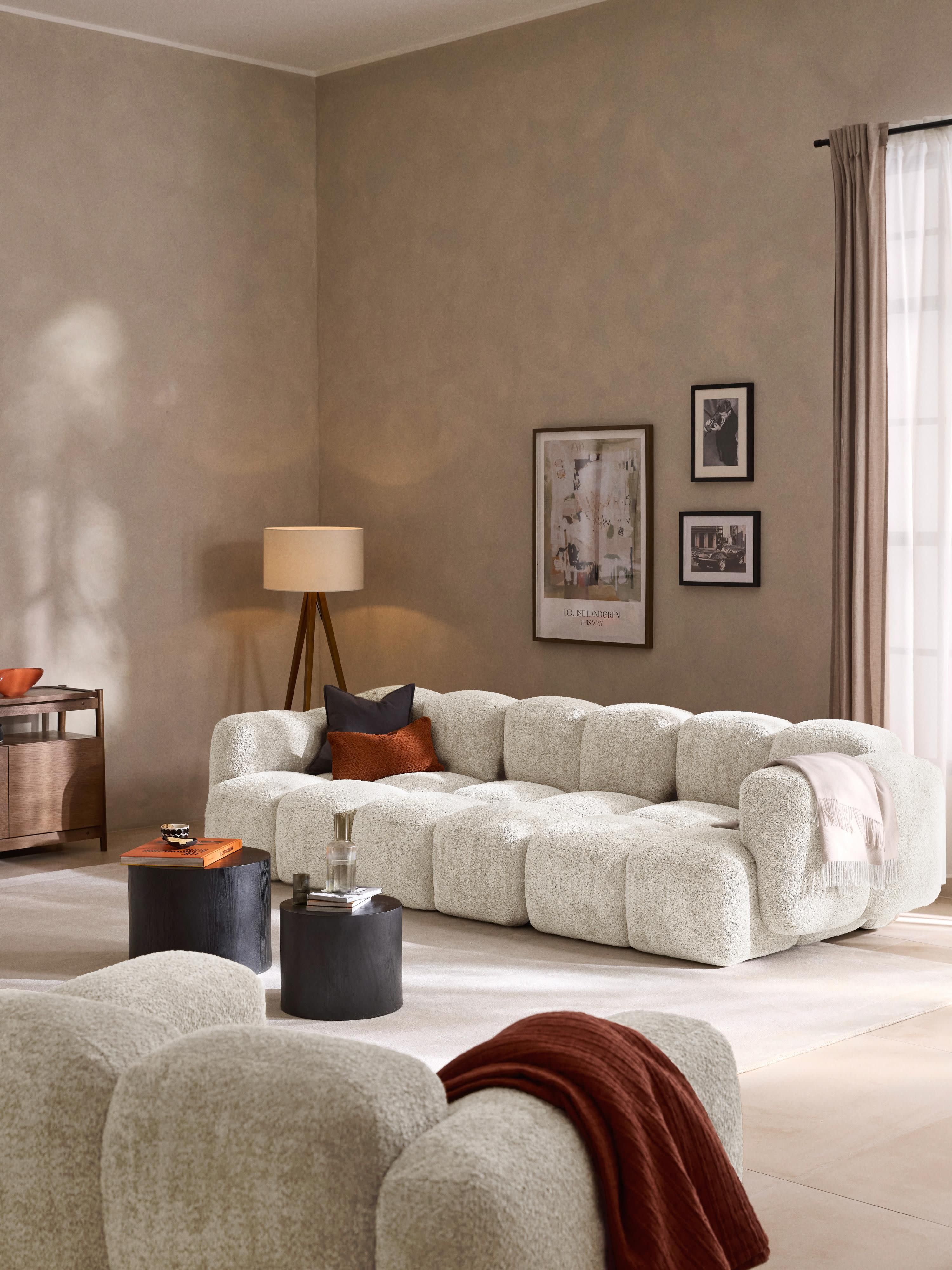 Tayla Modular Teddy-Bouclé Sofa (4-seater) with Ottoman (left/right)