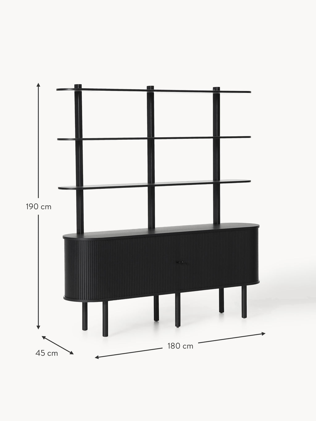 Calary Large Shelving Unit with Fluted Front