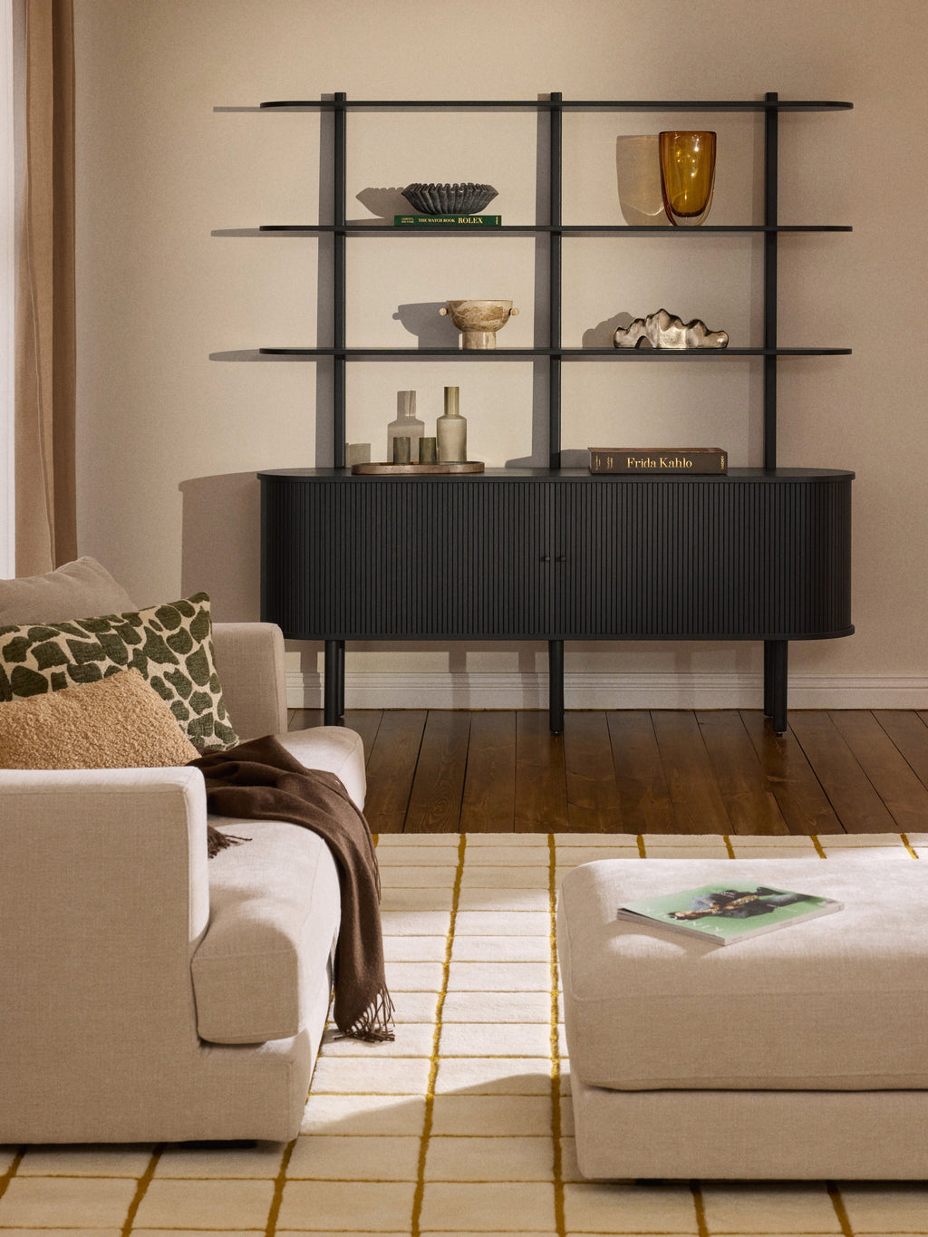 Calary Large Shelving Unit with Fluted Front
