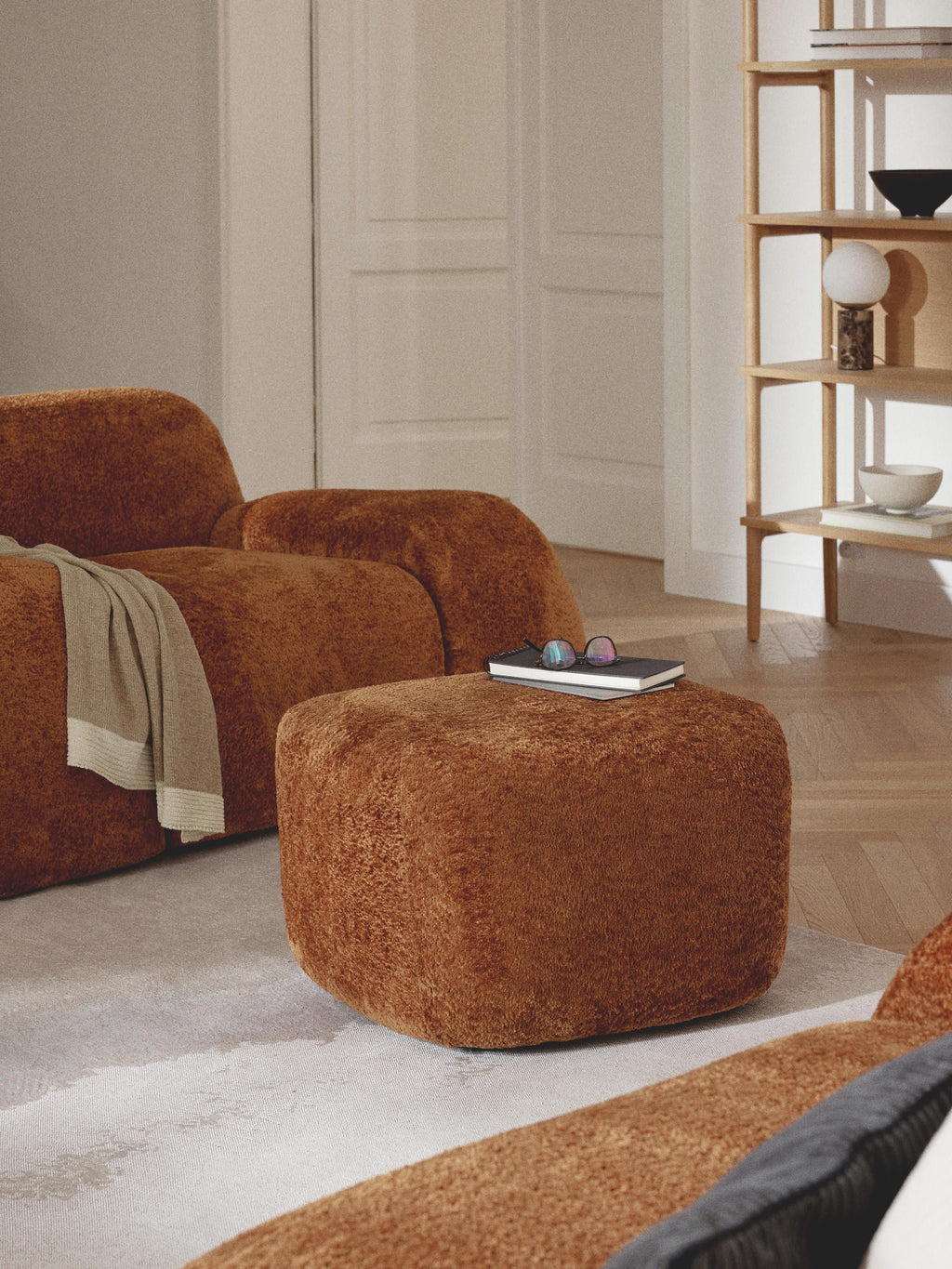 Wolke Teddy-Bouclé Ottoman