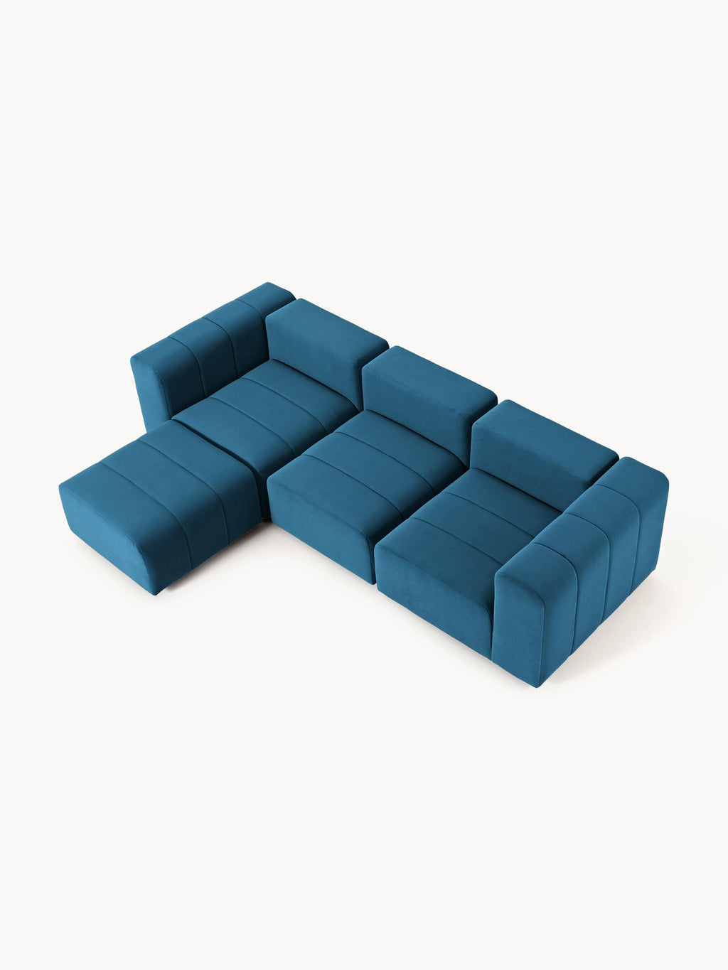 Lena Modular Velvet Sofa (4-seater) with Ottoman (left/right)