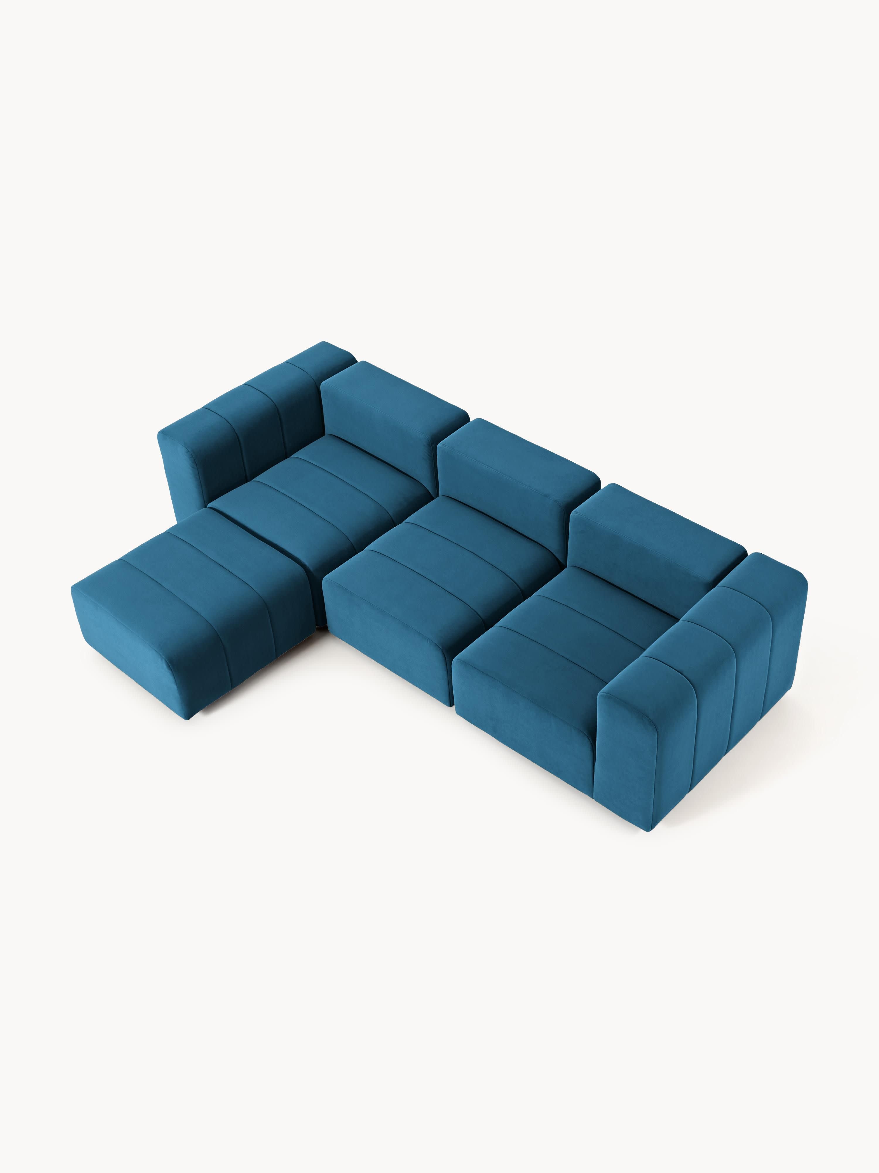Lena Modular Velvet Sofa (4-seater) with Ottoman (left/right)
