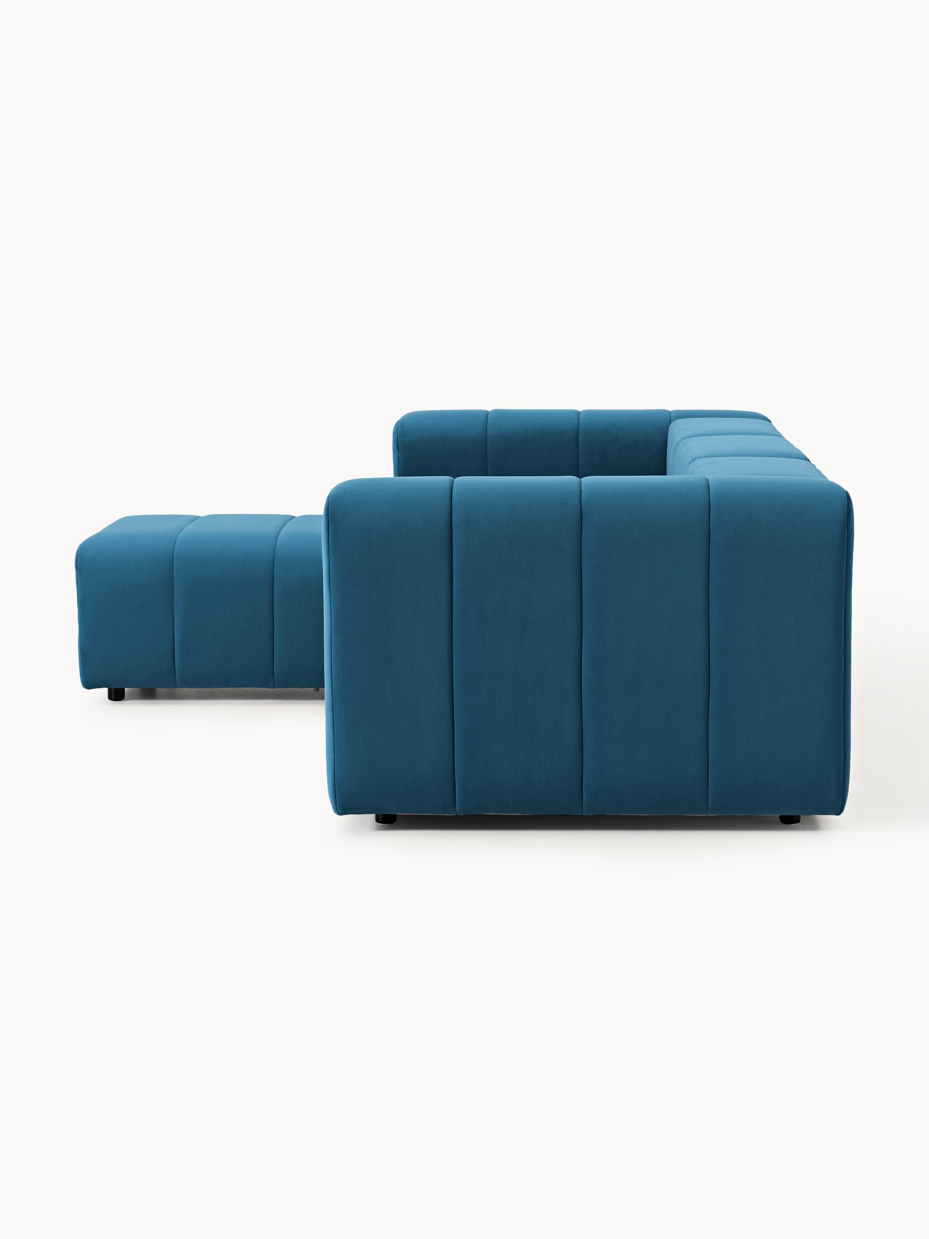 Lena Modular Velvet Sofa (4-seater) with Ottoman (left/right)