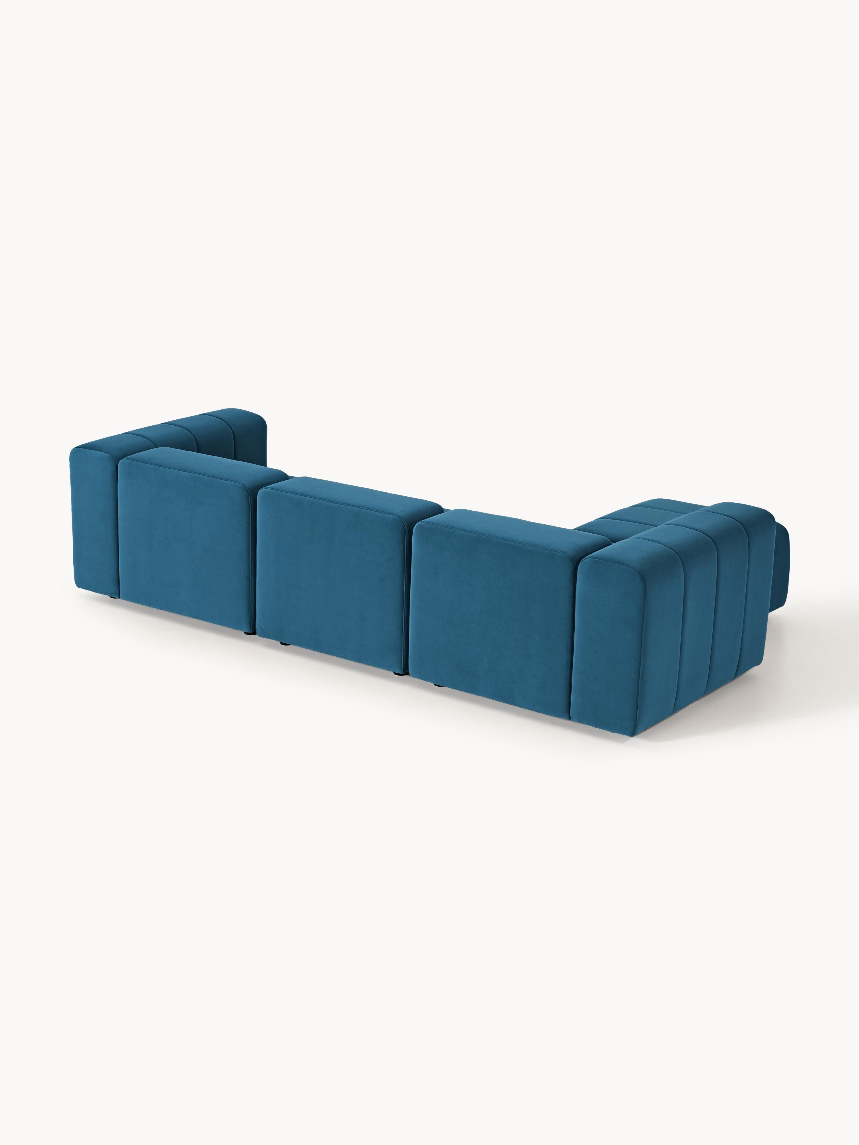 Lena Modular Velvet Sofa (4-seater) with Ottoman (left/right)