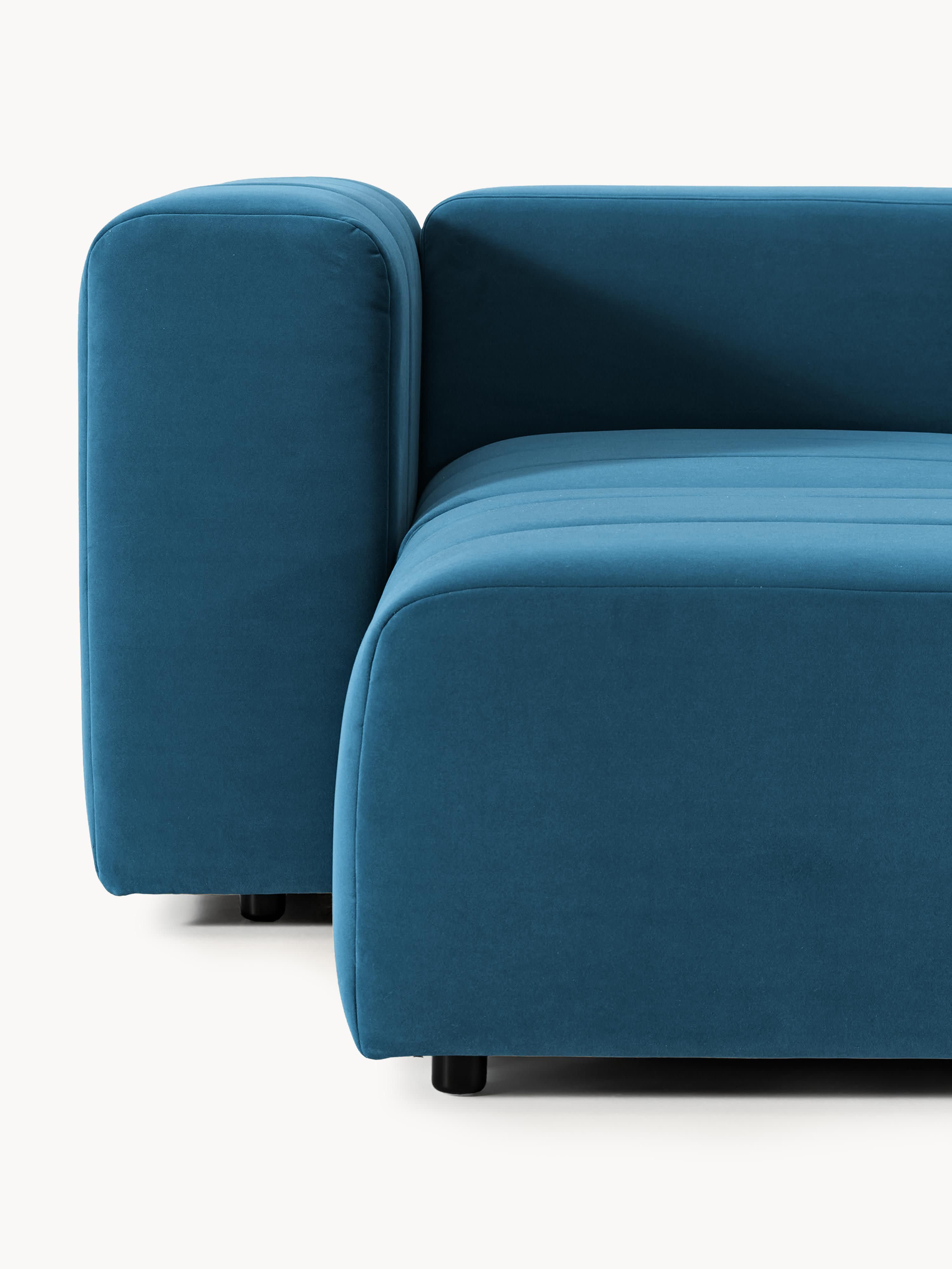 Lena Modular Velvet Sofa (4-seater) with Ottoman (left/right)