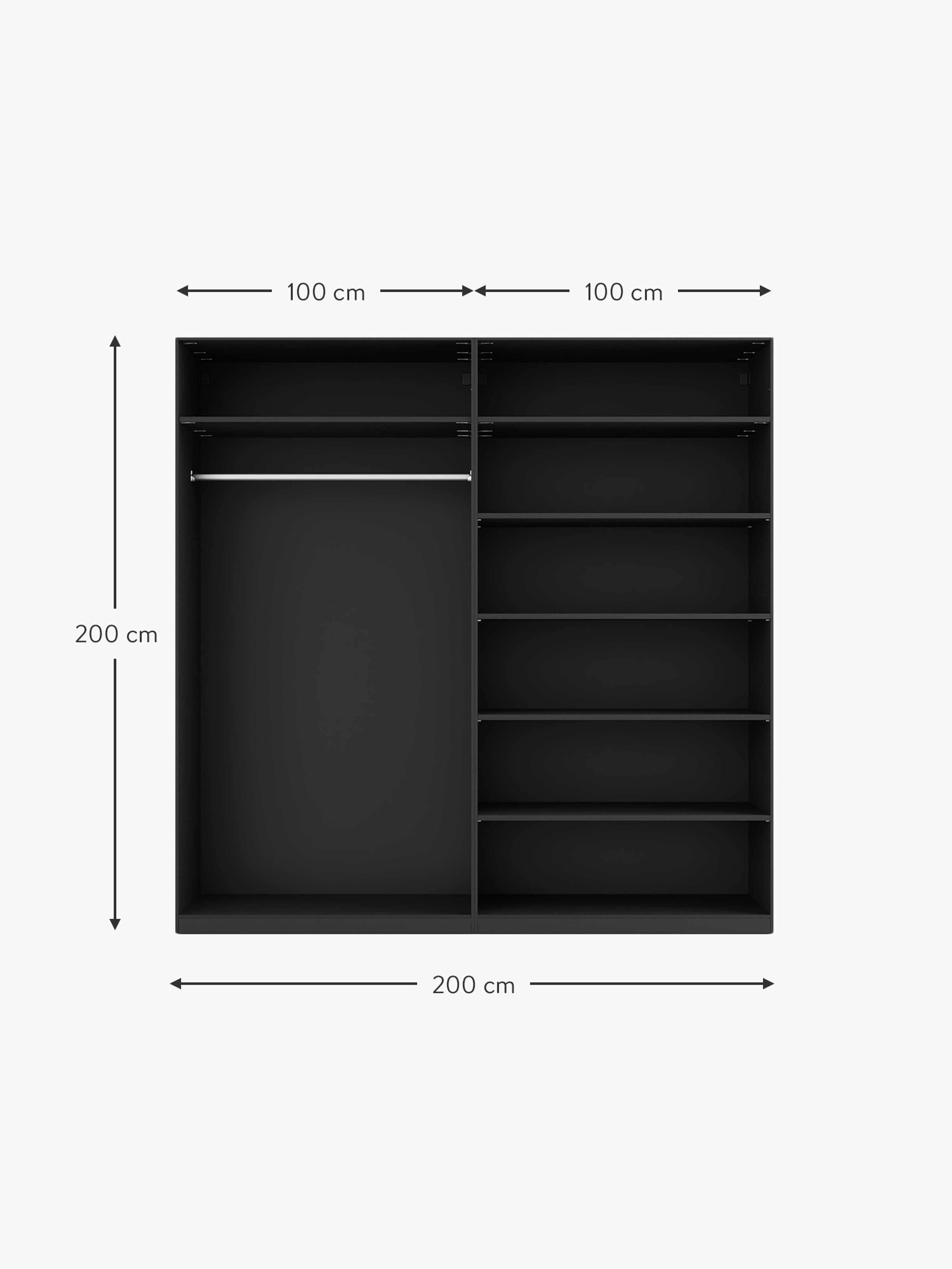 Simone Modular Revolving Door Wardrobe, 200 cm Wide, in various sizes